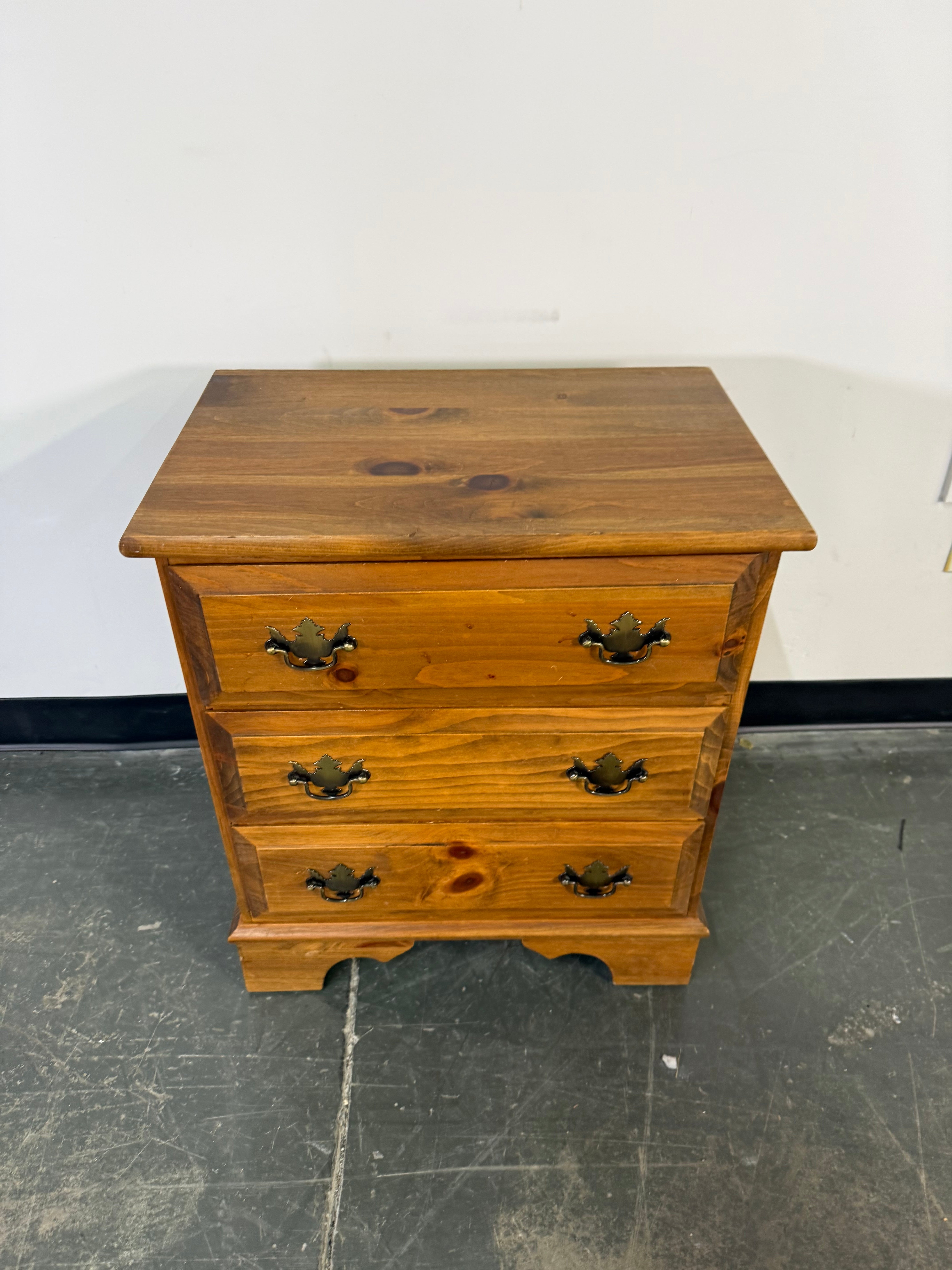Solid Wood Three-Drawer Nightstand