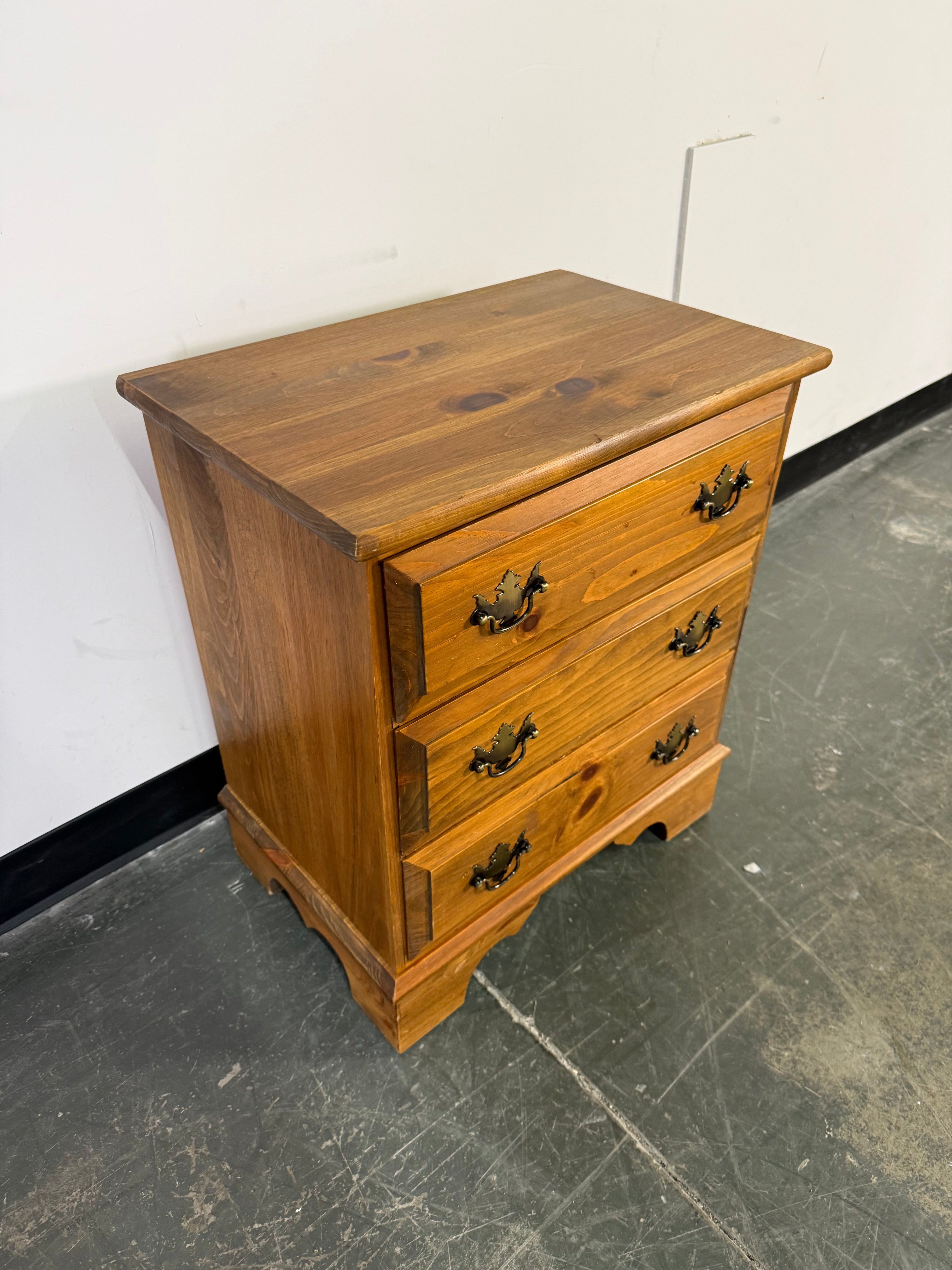 Solid Wood Three-Drawer Nightstand