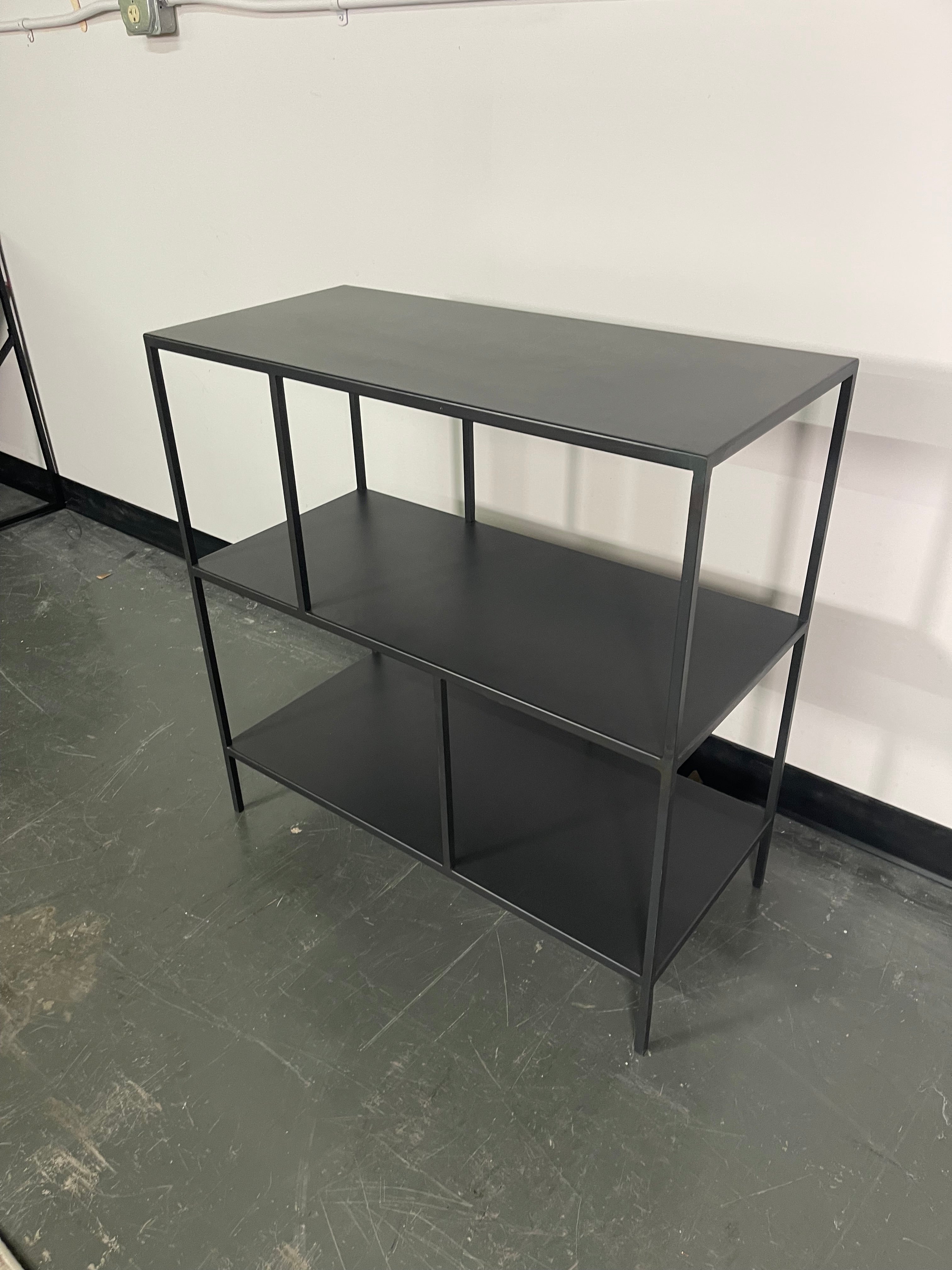 Black Metal 3-Tier Open Shelving Console