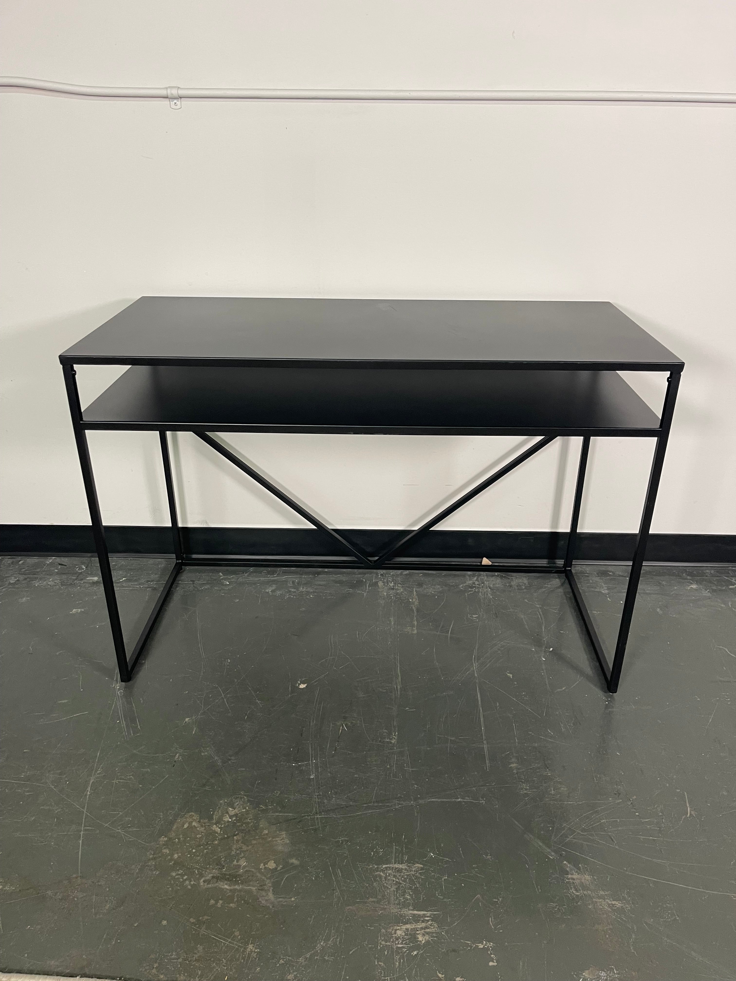 Modern Black Metal Desk with Shelf