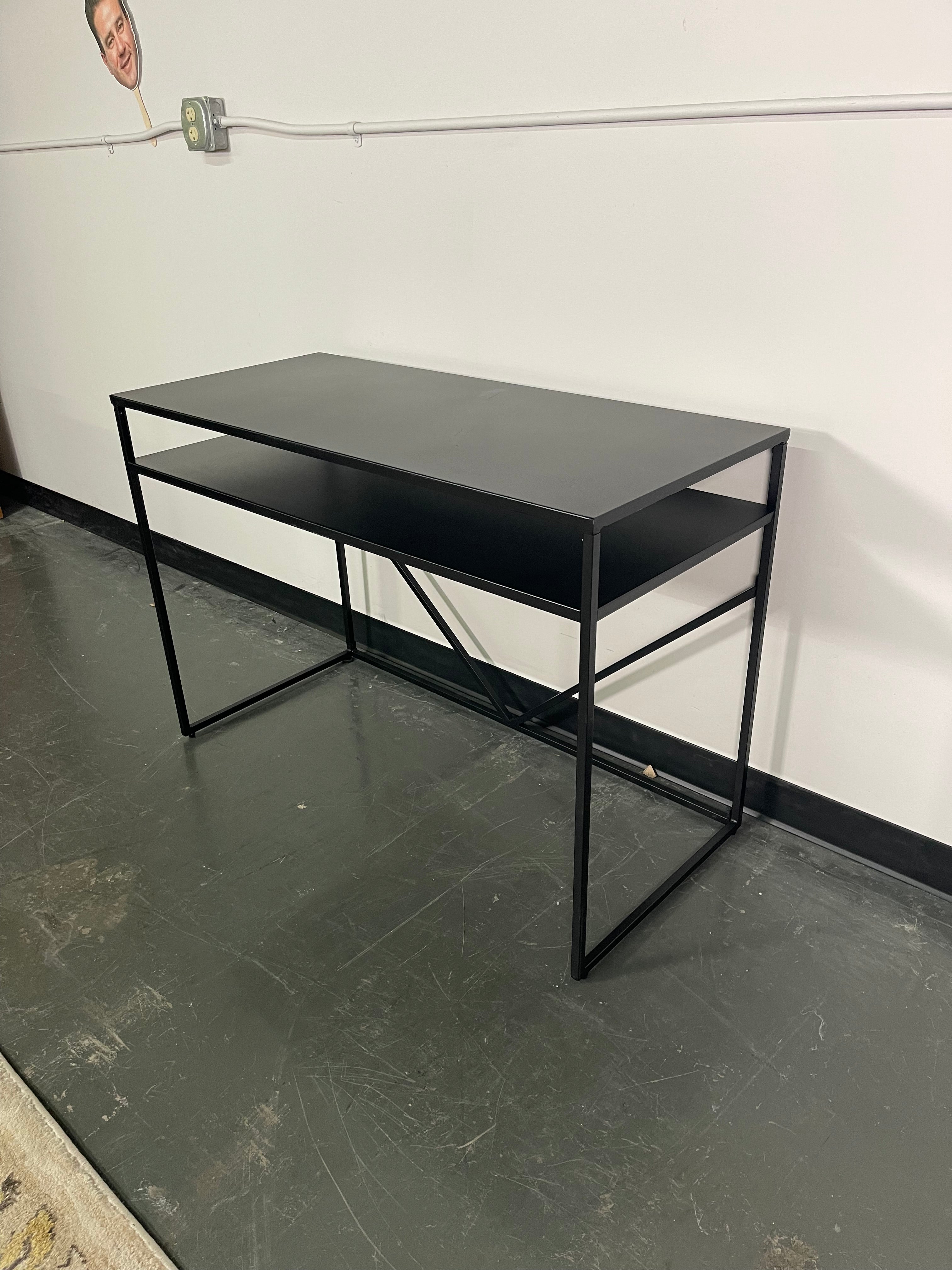 Modern Black Metal Desk with Shelf
