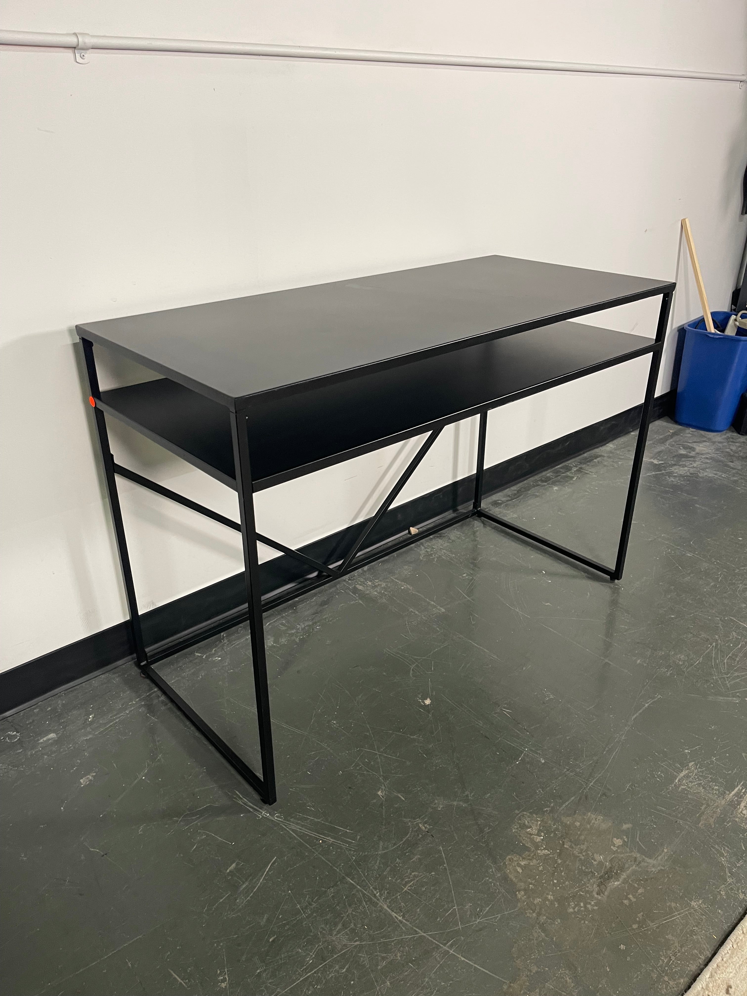 Modern Black Metal Desk with Shelf