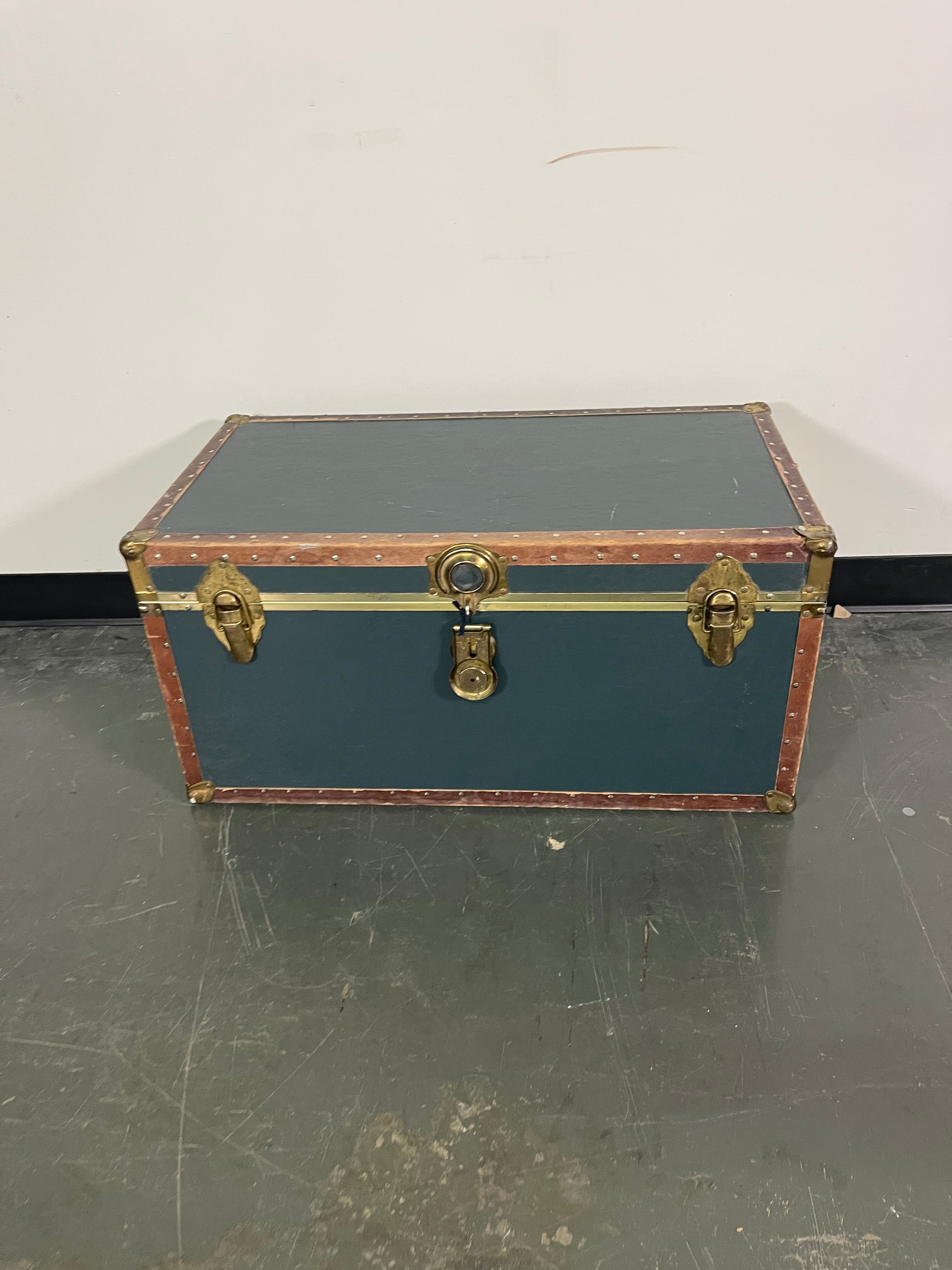 Vintage-Style Storage Trunk with Brass-Tone Latches