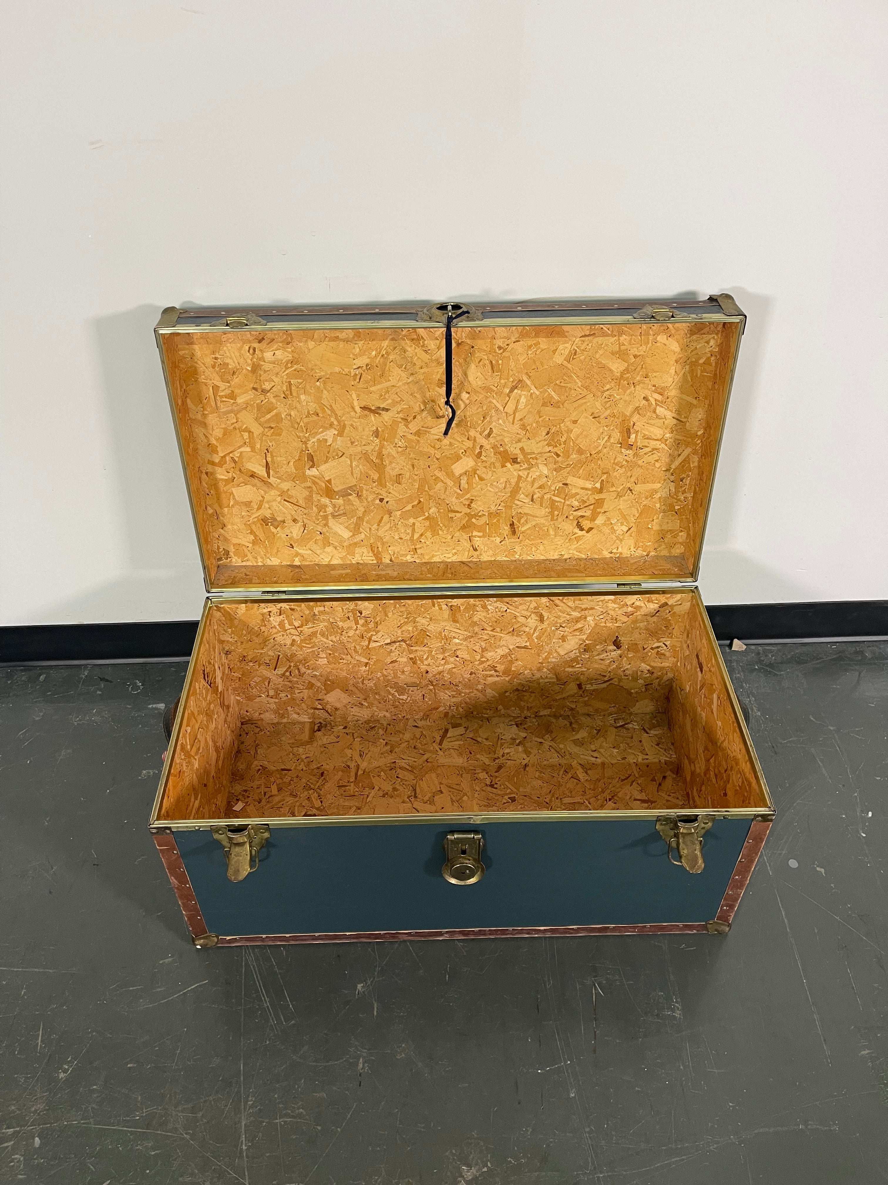 Vintage-Style Storage Trunk with Brass-Tone Latches