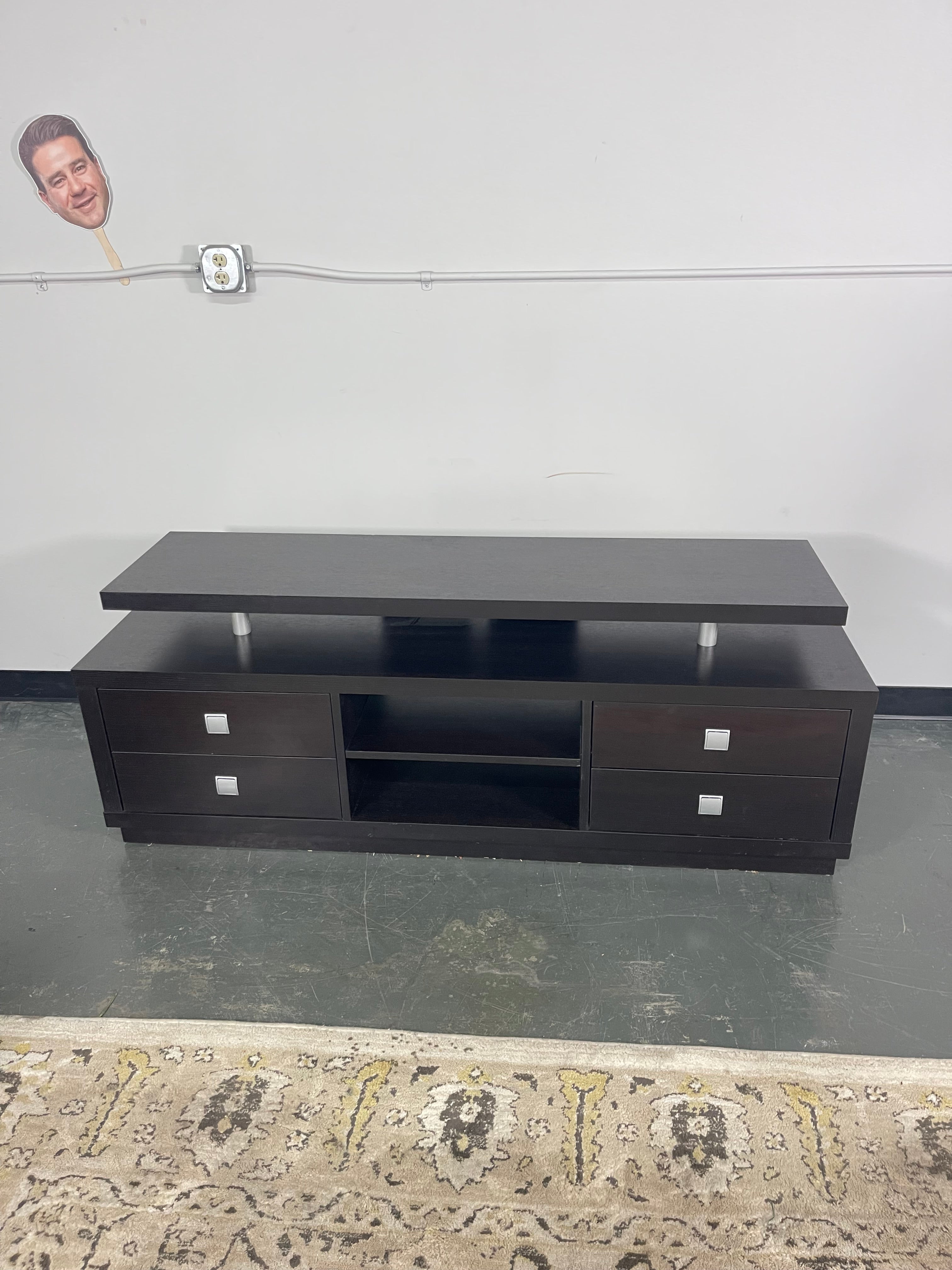 Espresso TV Stand with Drawers and Floating Top