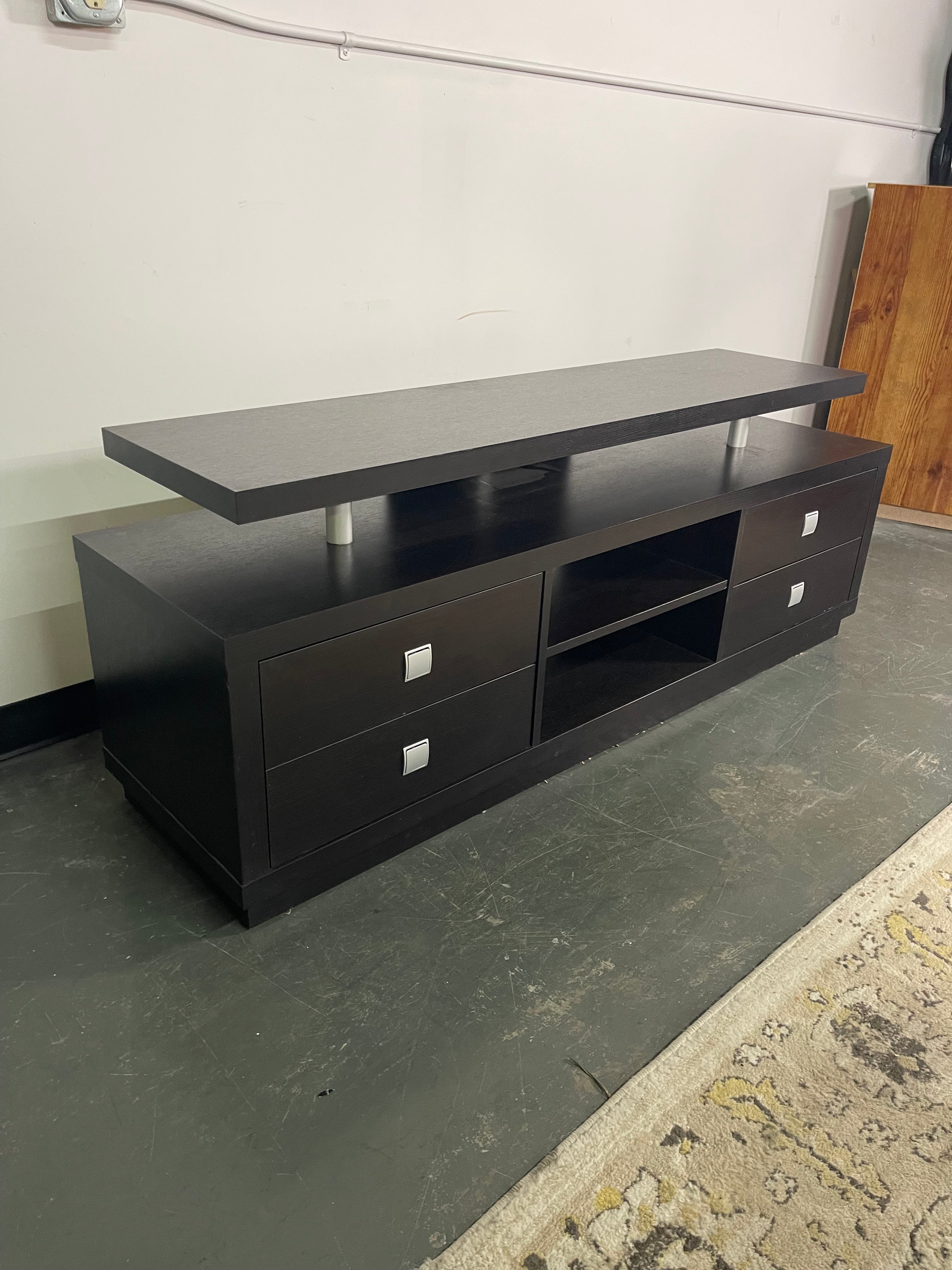 Espresso TV Stand with Drawers and Floating Top