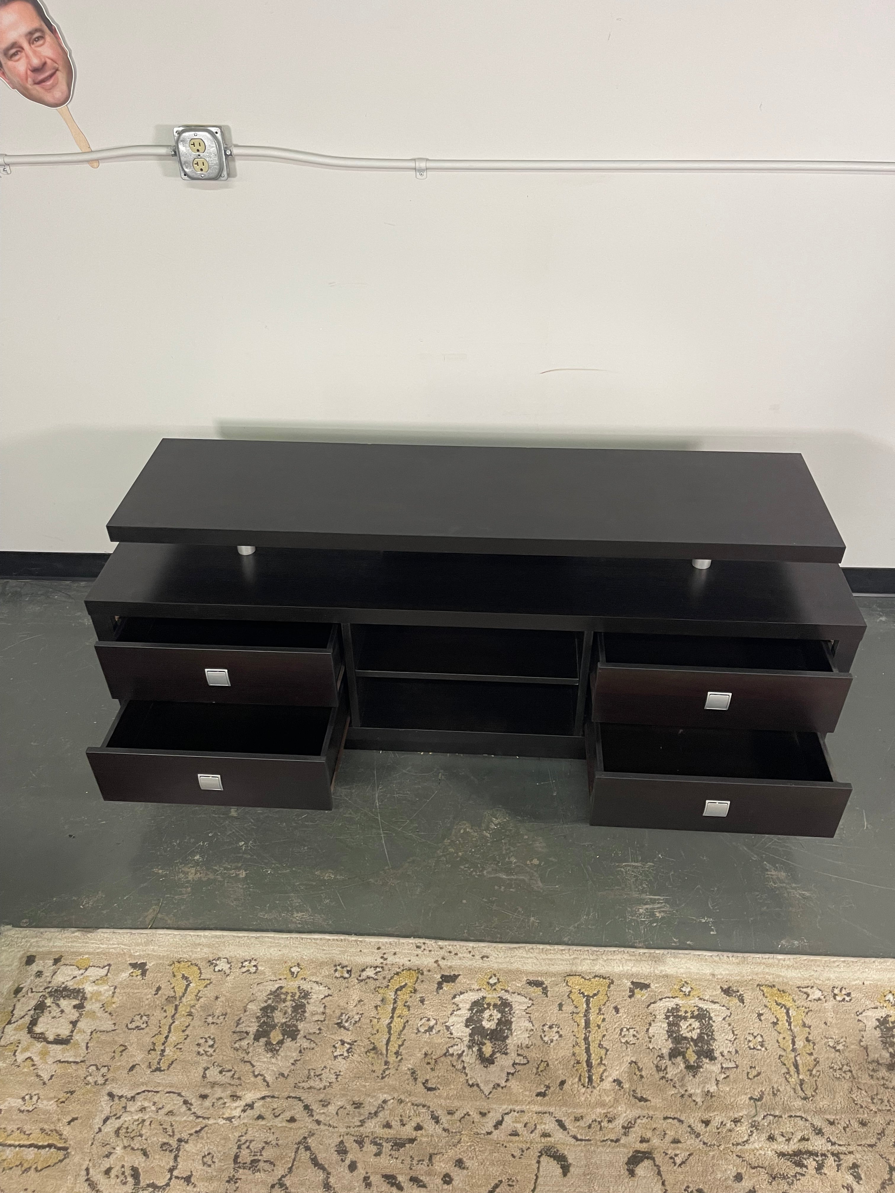 Espresso TV Stand with Drawers and Floating Top