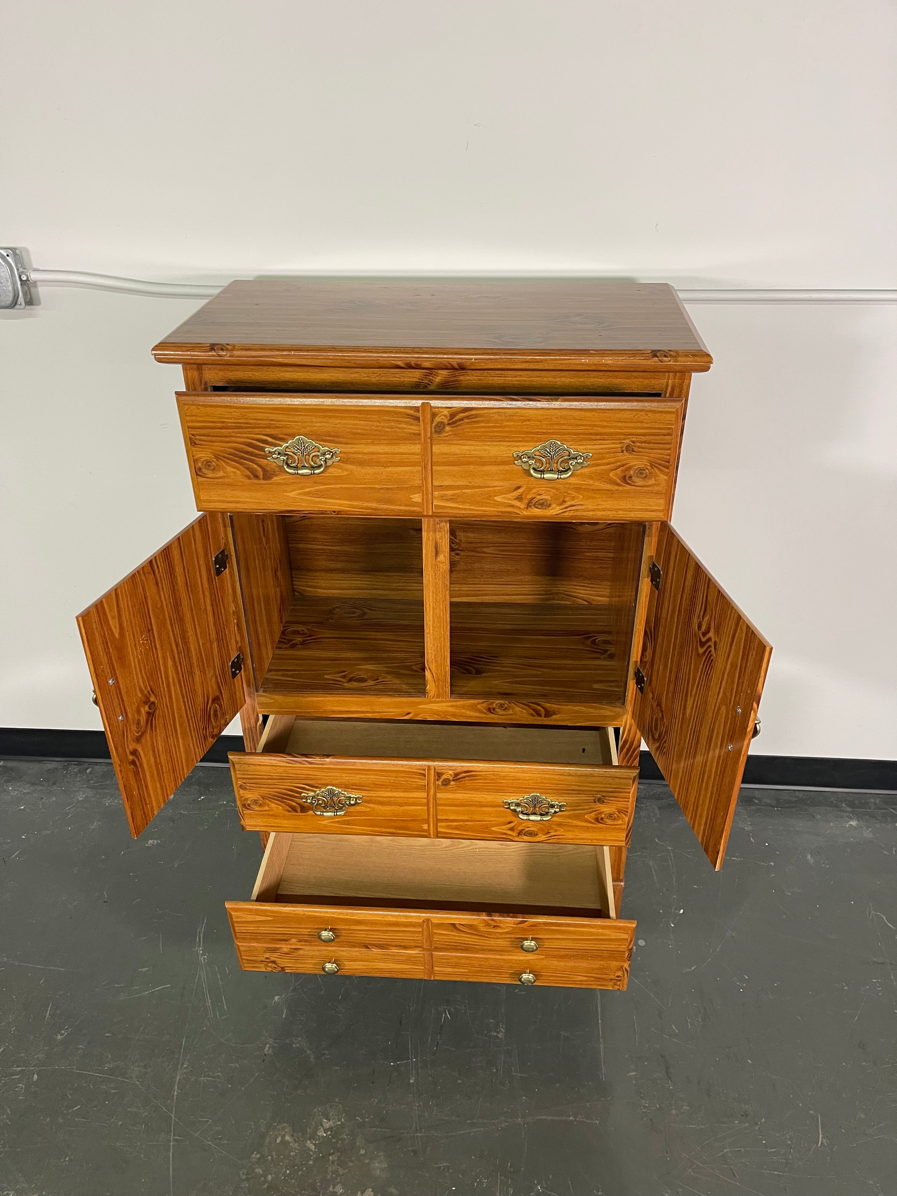 Tall Chest with Carved Doors and Drawers