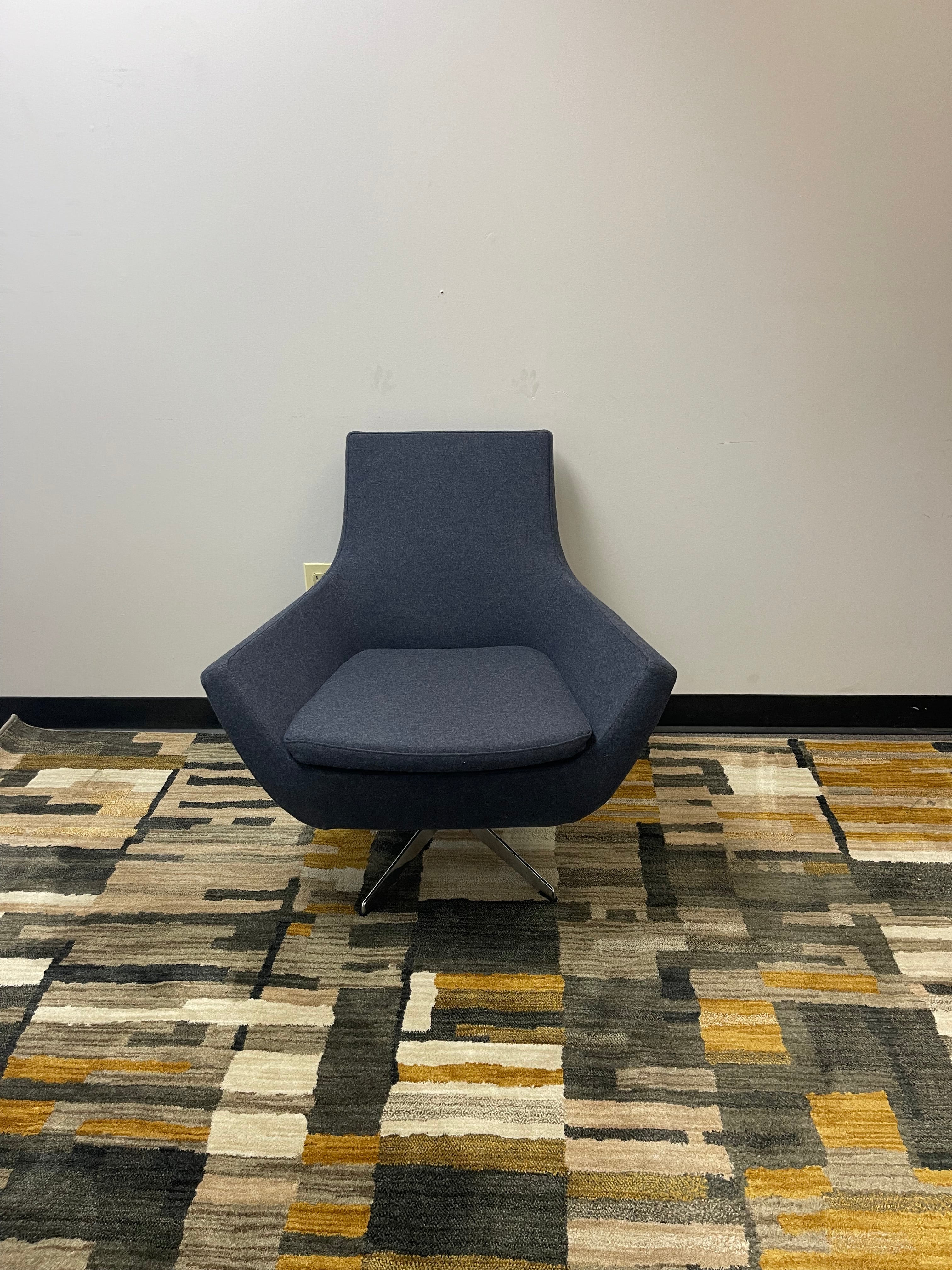Modern Navy Swivel Lounge Chair