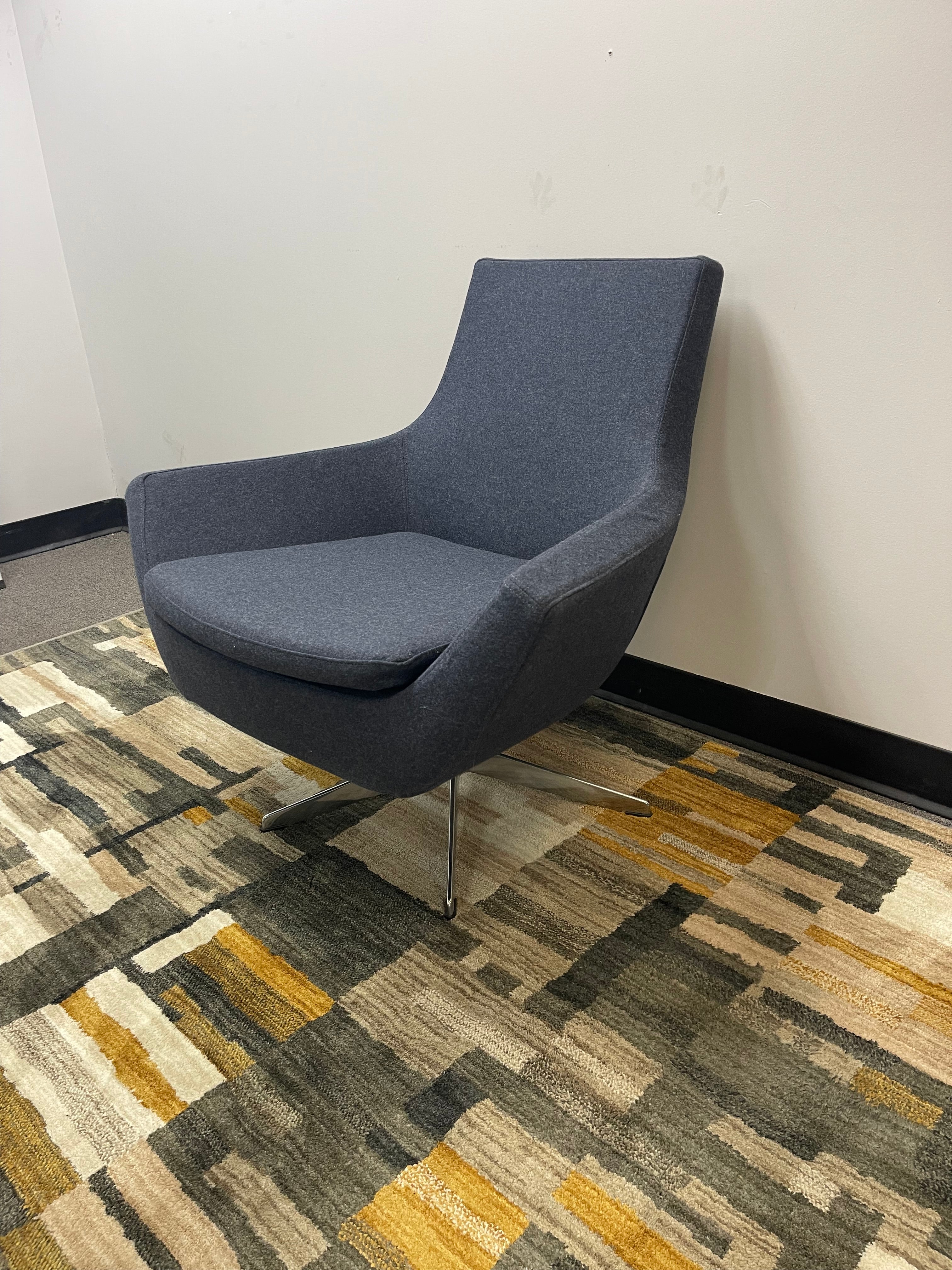 Modern Navy Swivel Lounge Chair