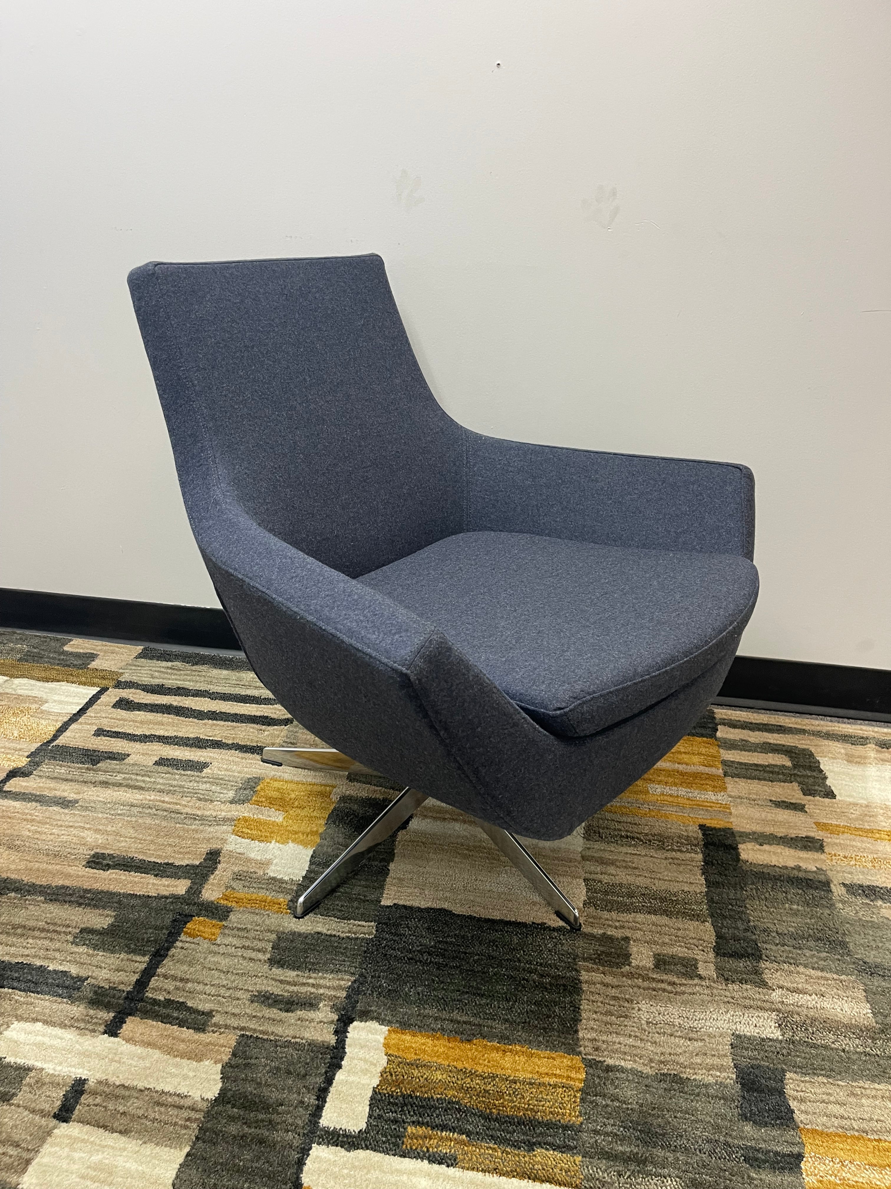 Modern Navy Swivel Lounge Chair