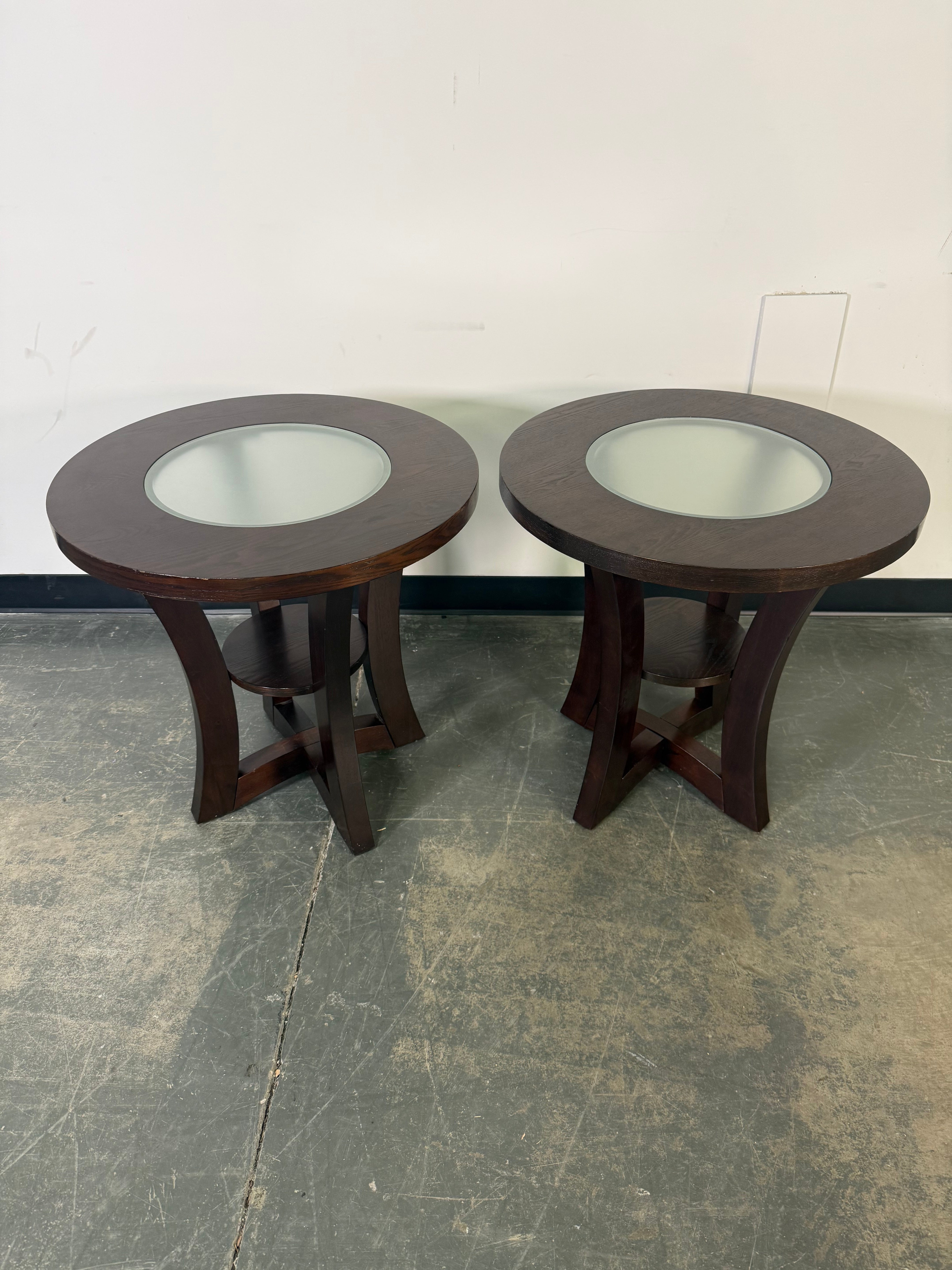 Modern Glass Top End Tables – Set of 2