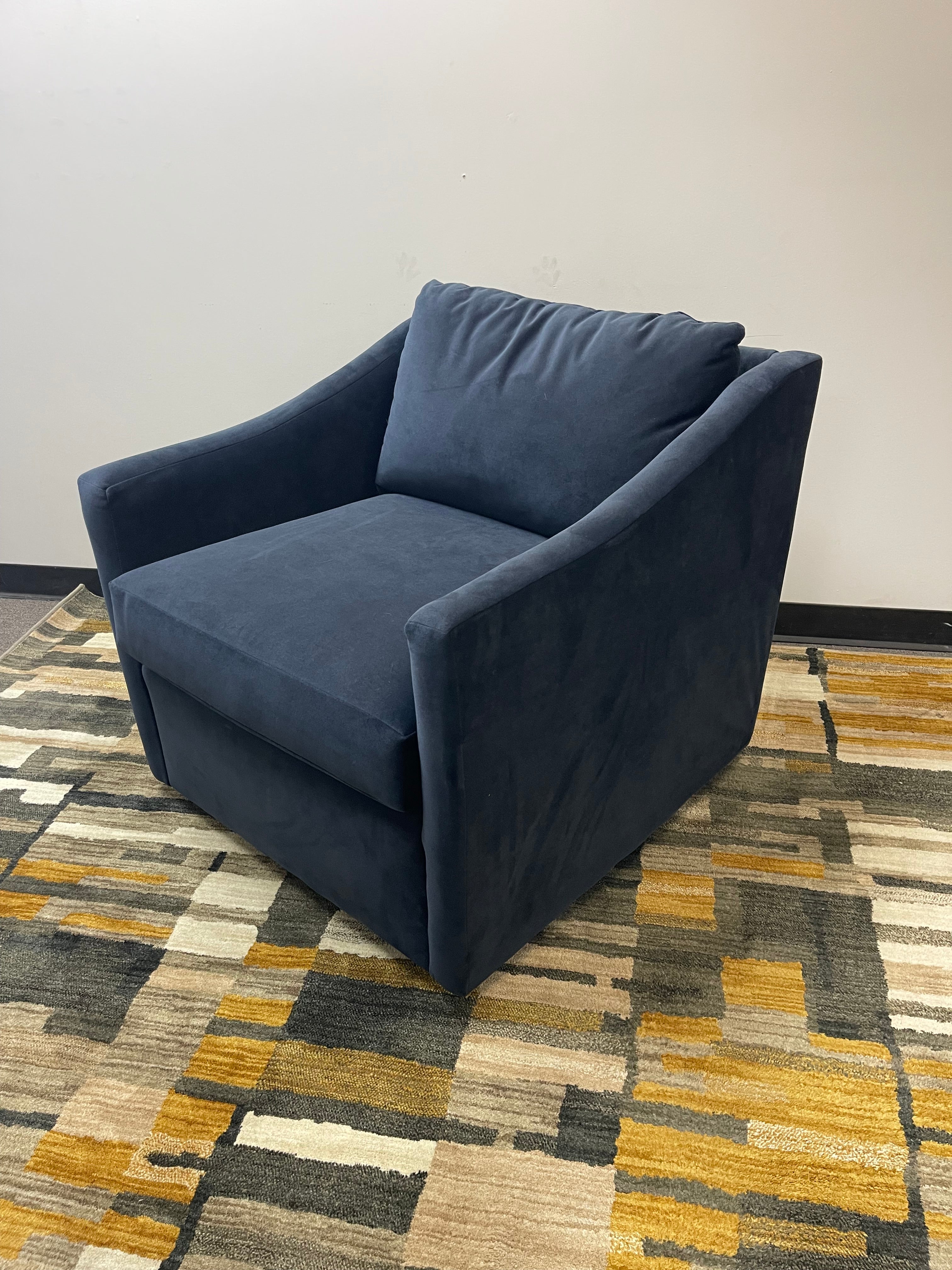 Article Navy Velvet Swivel Armchair