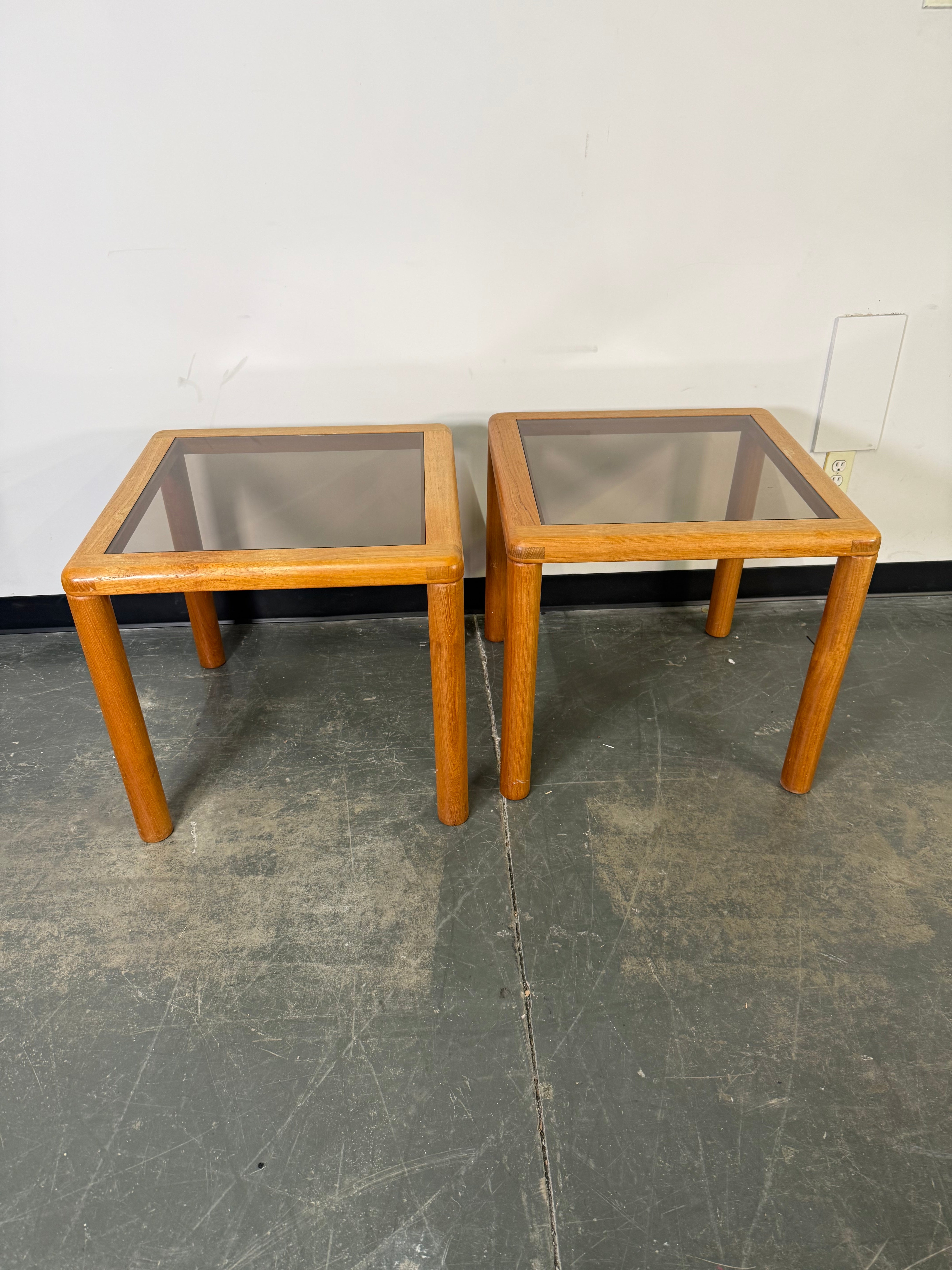 Mid-Century Style Glass Top End Tables (Set of 2)