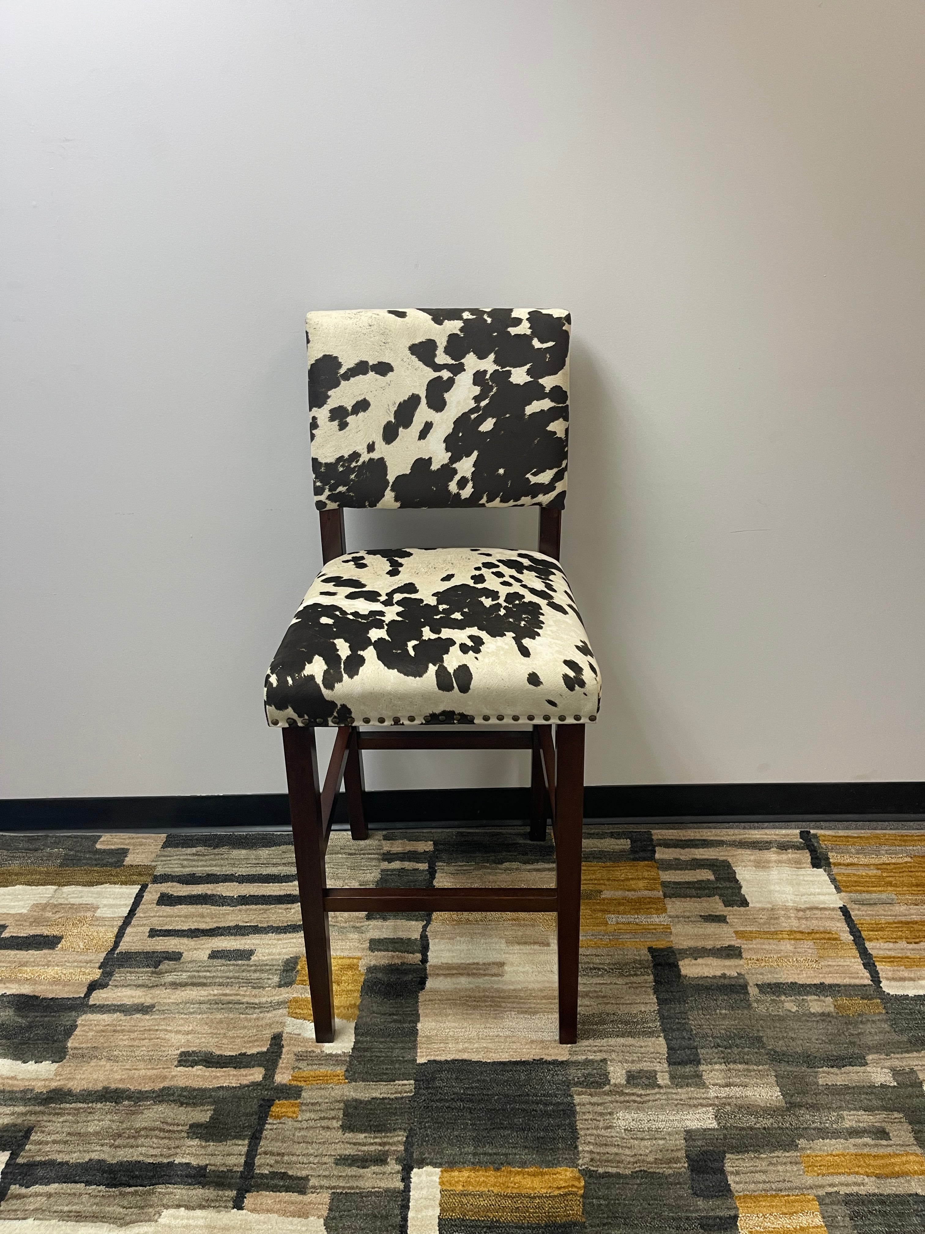 Cow Print Barstool with Nailhead Trim