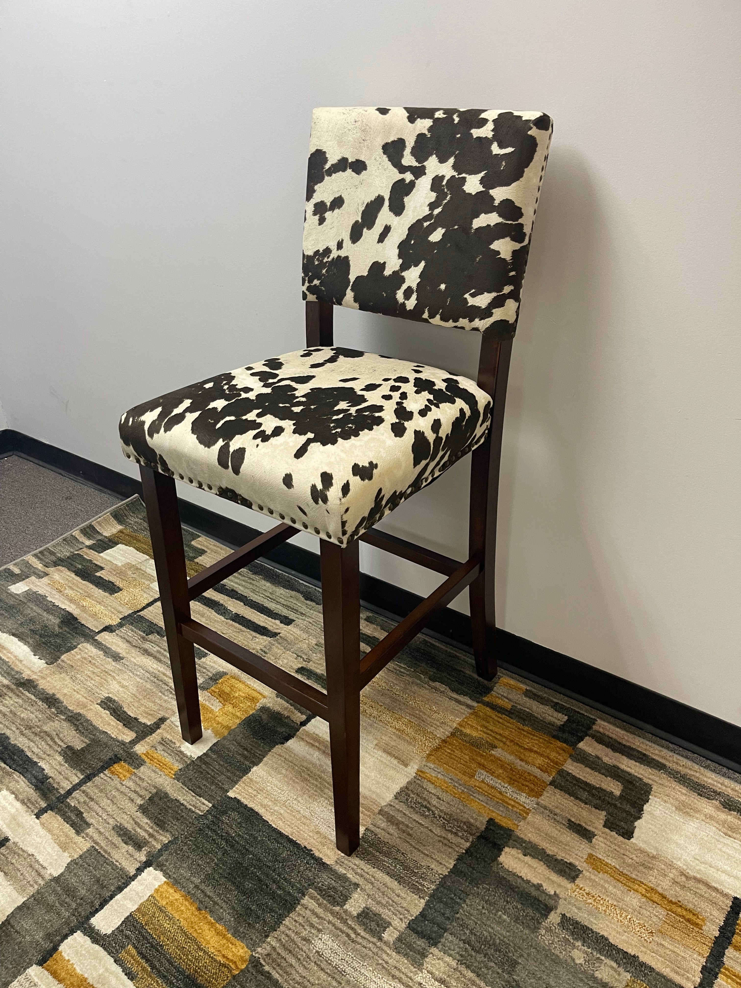 Cow Print Barstool with Nailhead Trim