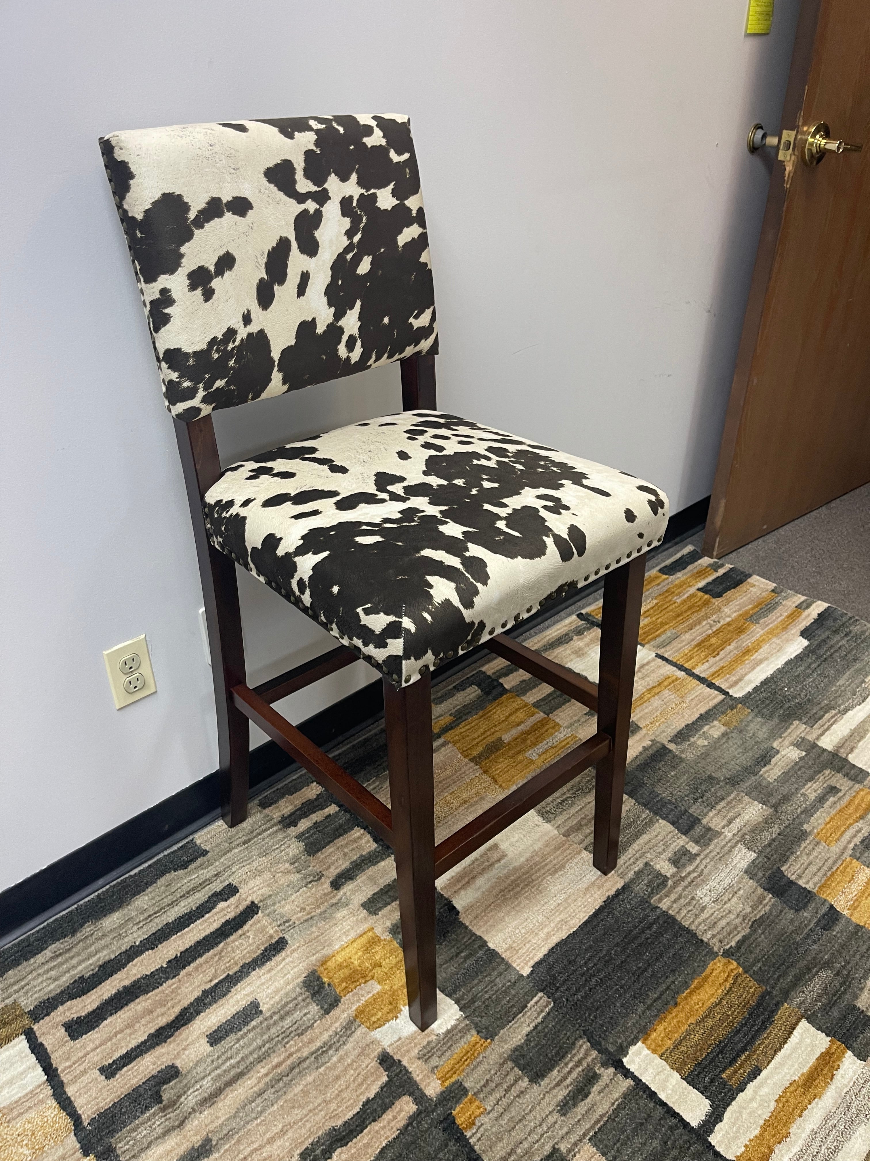 Cow Print Barstool with Nailhead Trim