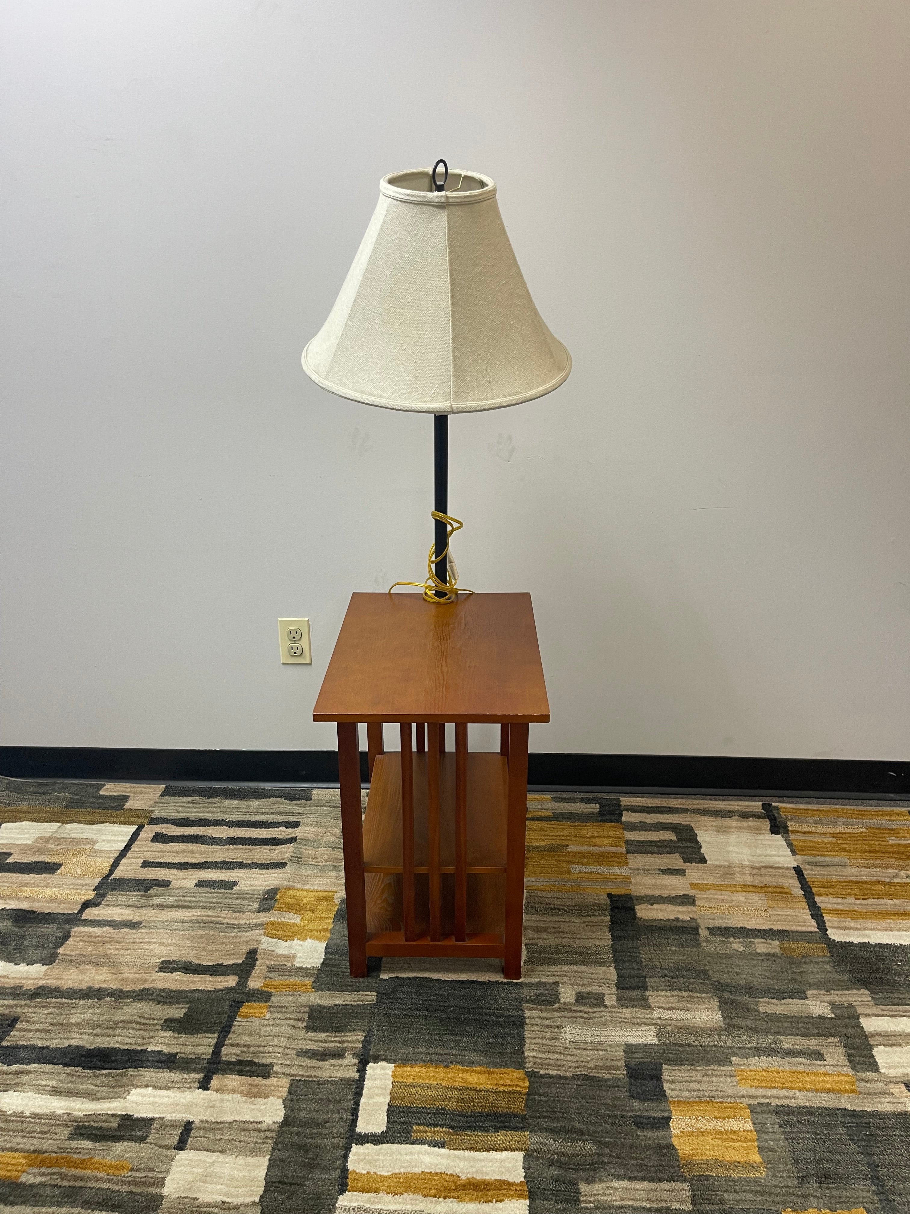Mission-Style Lamp Table with Storage Shelves