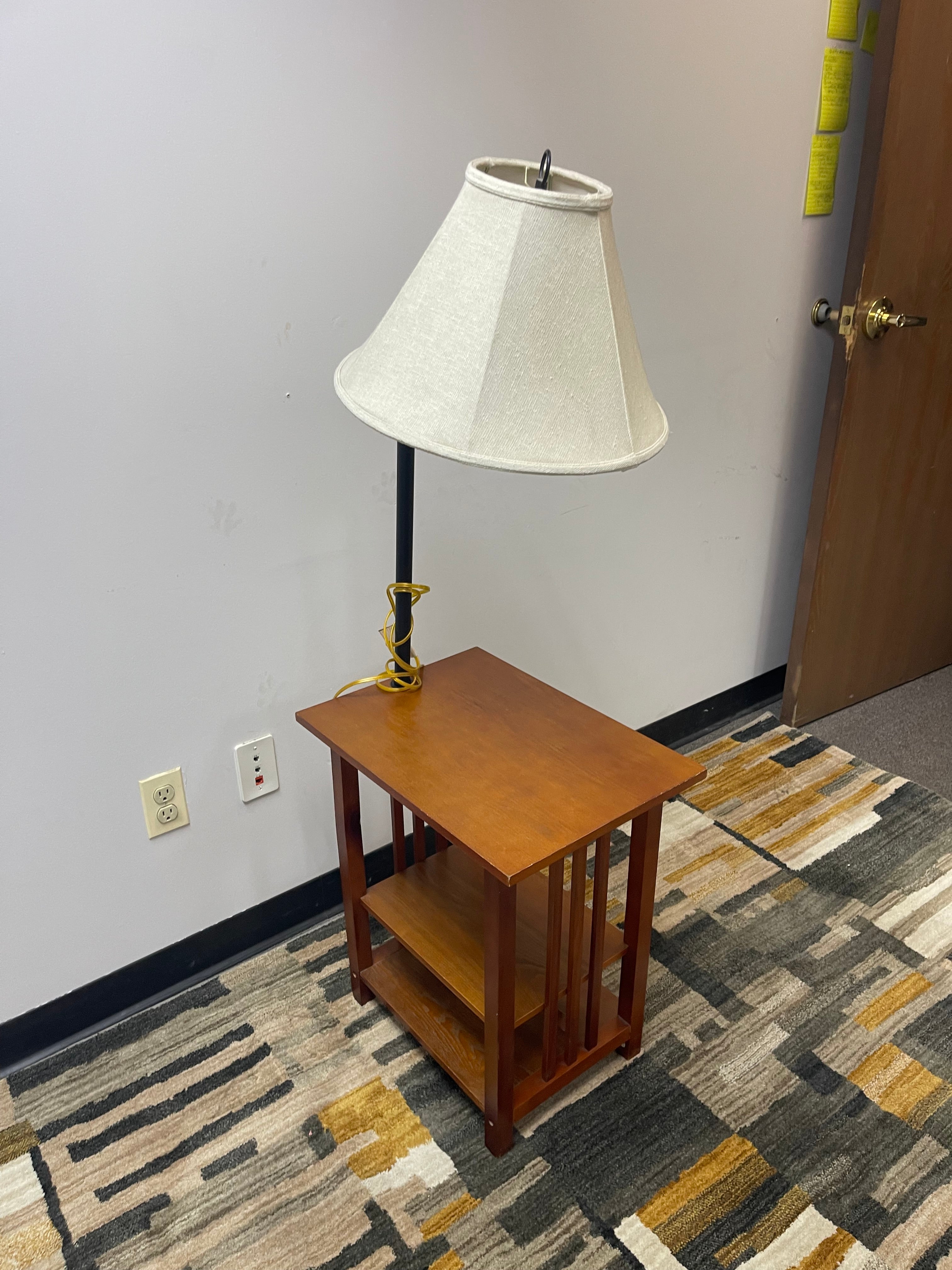 Mission-Style Lamp Table with Storage Shelves