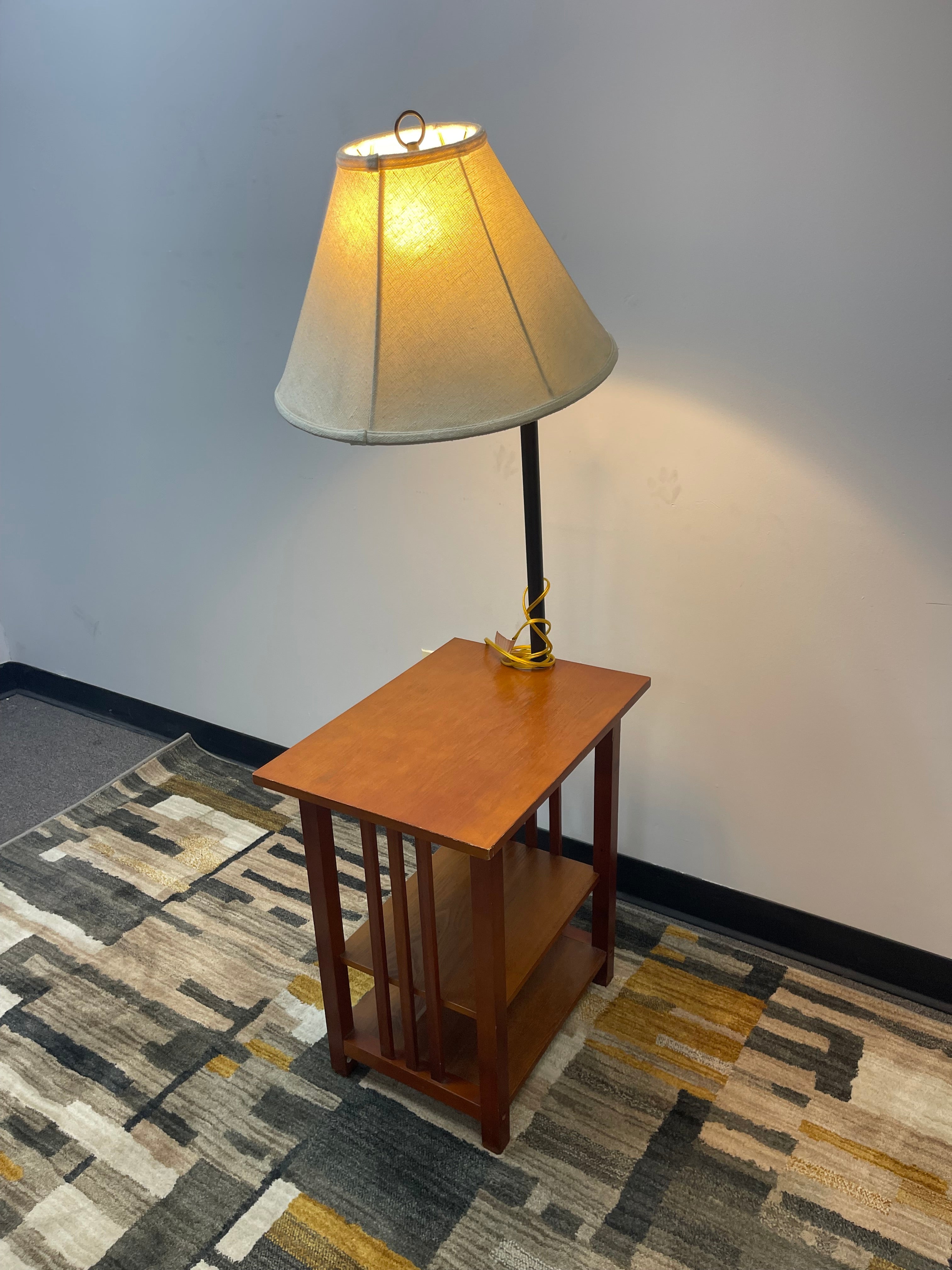 Mission-Style Lamp Table with Storage Shelves