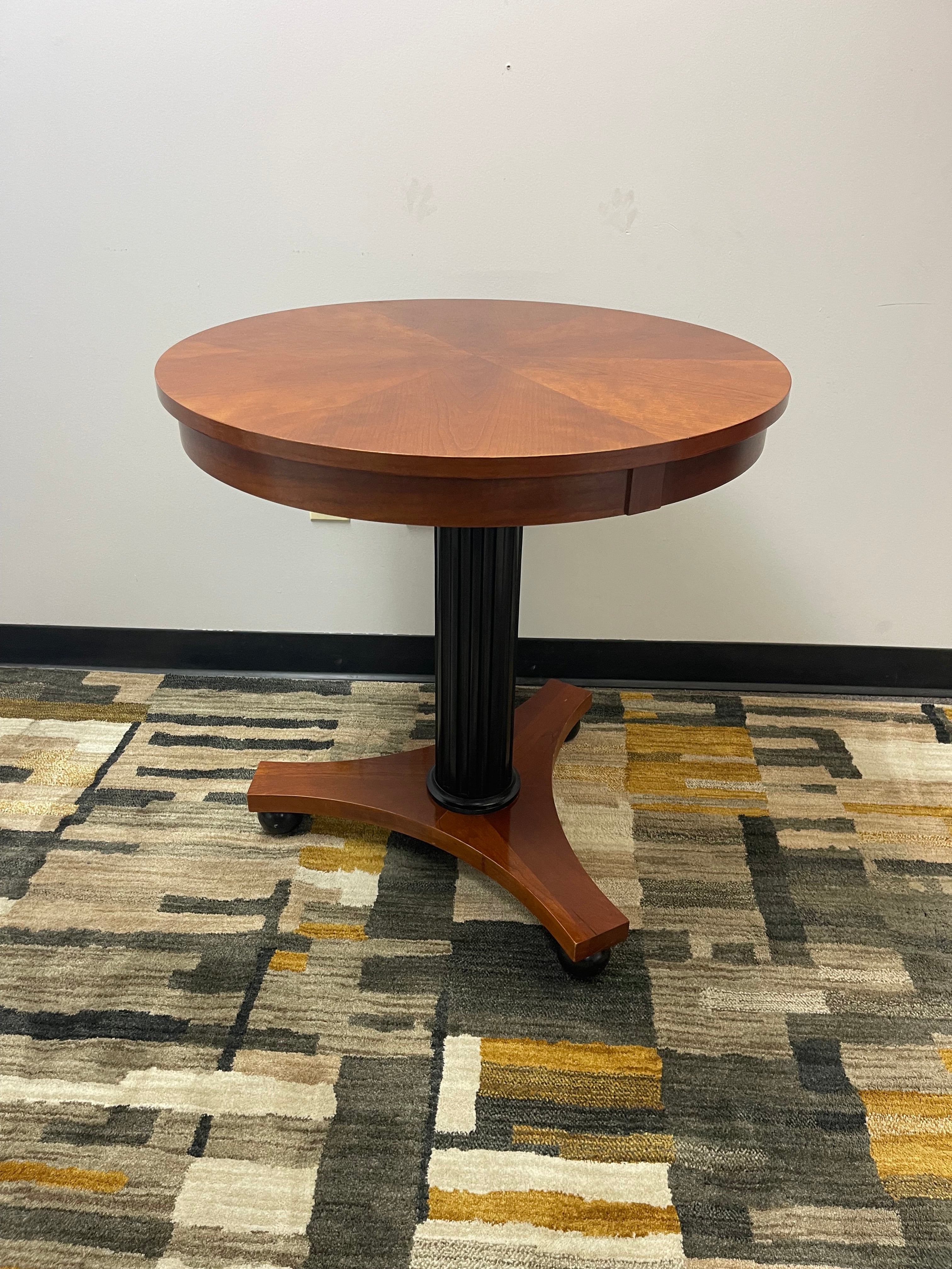 Ethan Allen Round Sunburst Pedestal Table