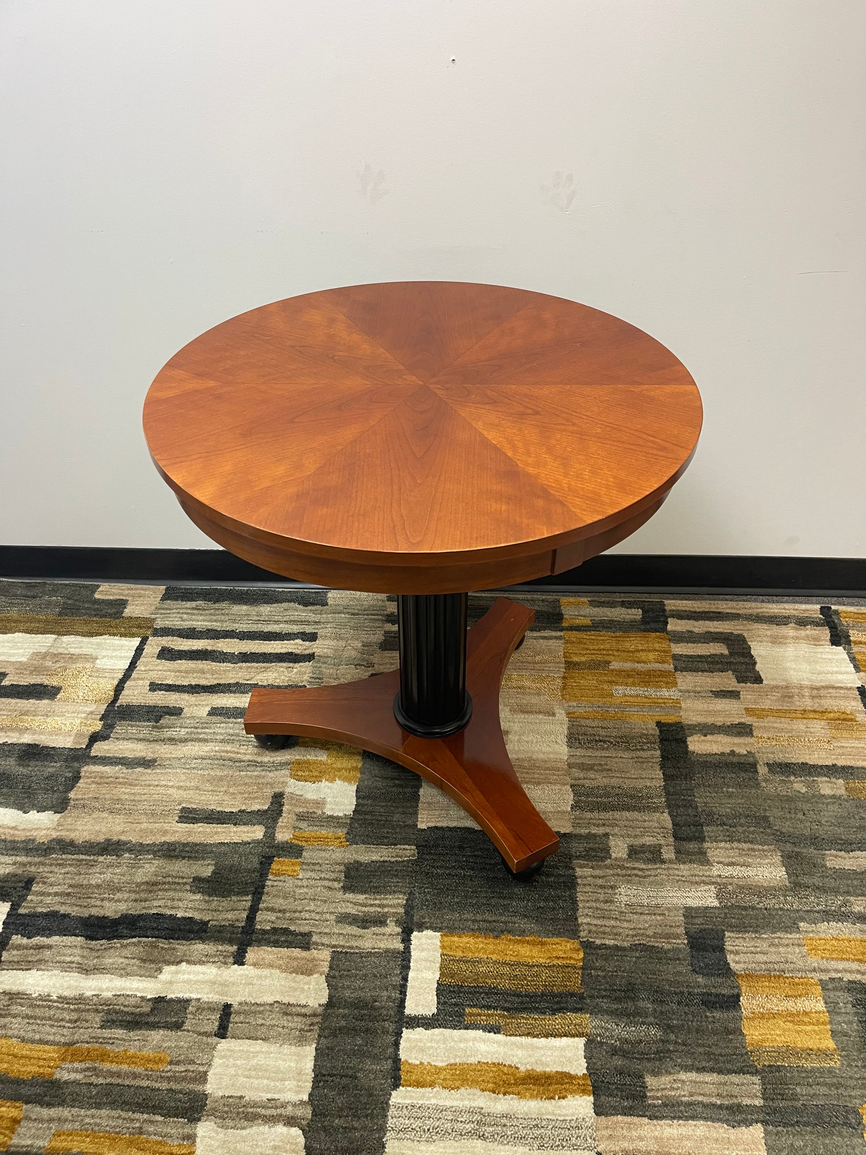 Ethan Allen Round Sunburst Pedestal Table