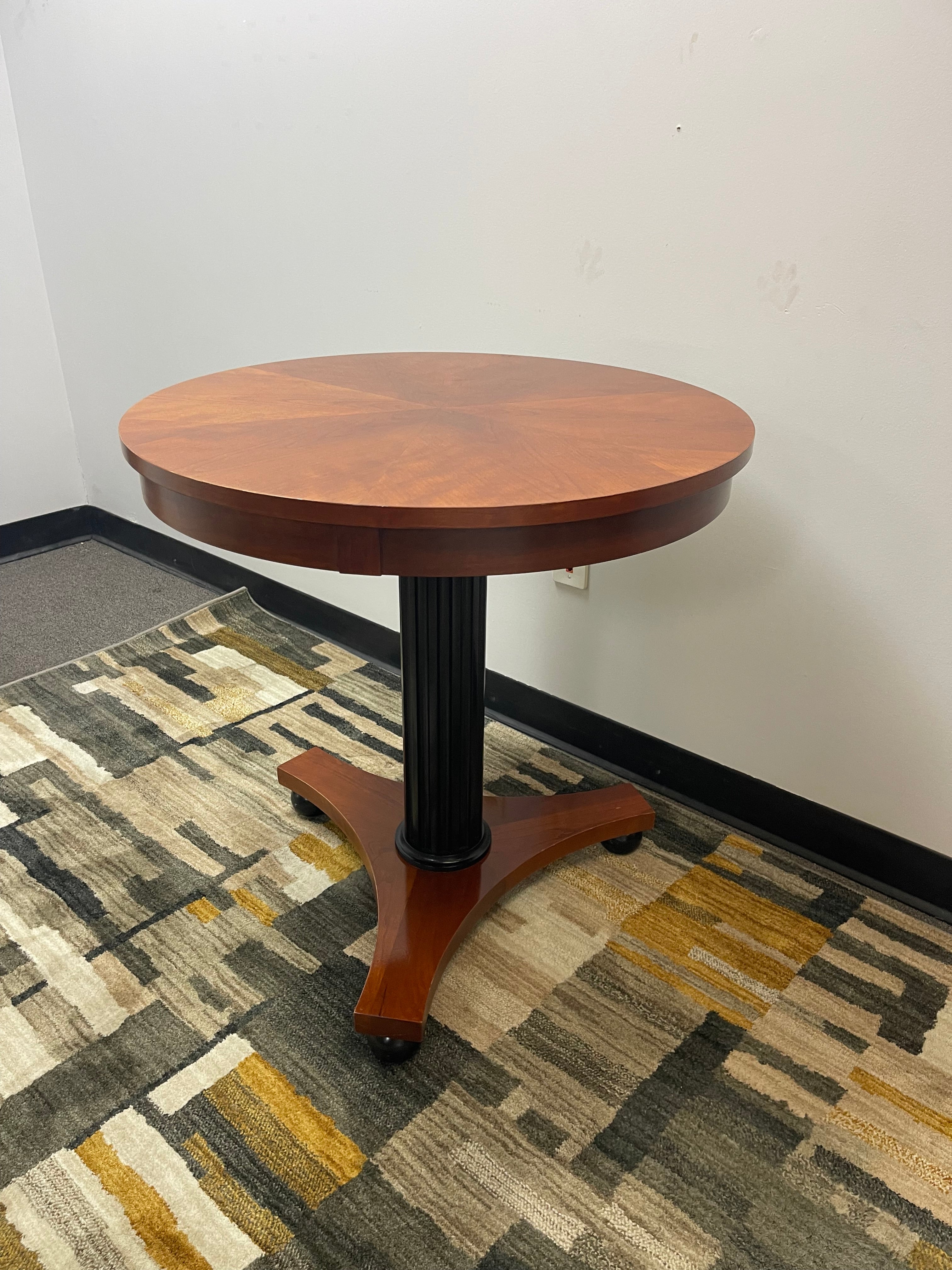 Ethan Allen Round Sunburst Pedestal Table