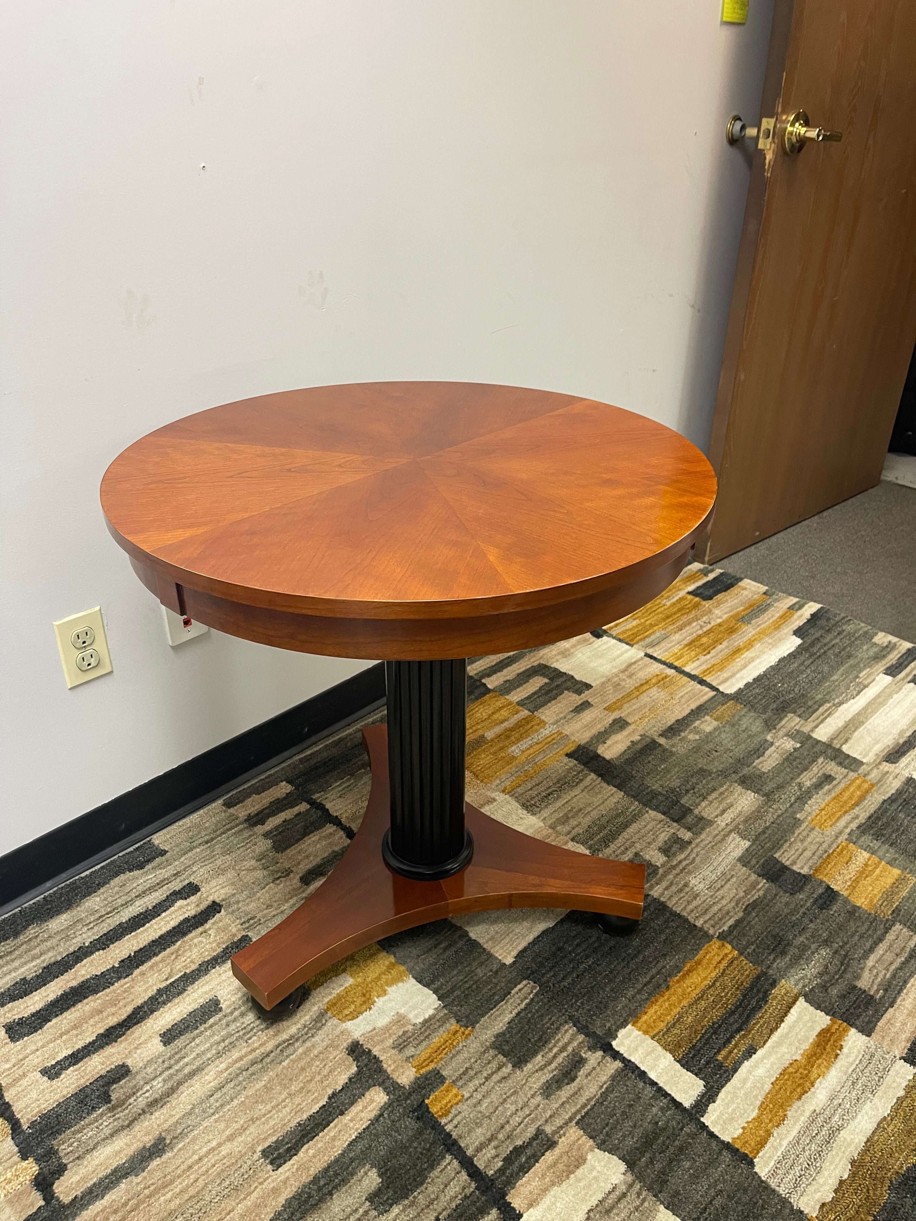 Ethan Allen Round Sunburst Pedestal Table