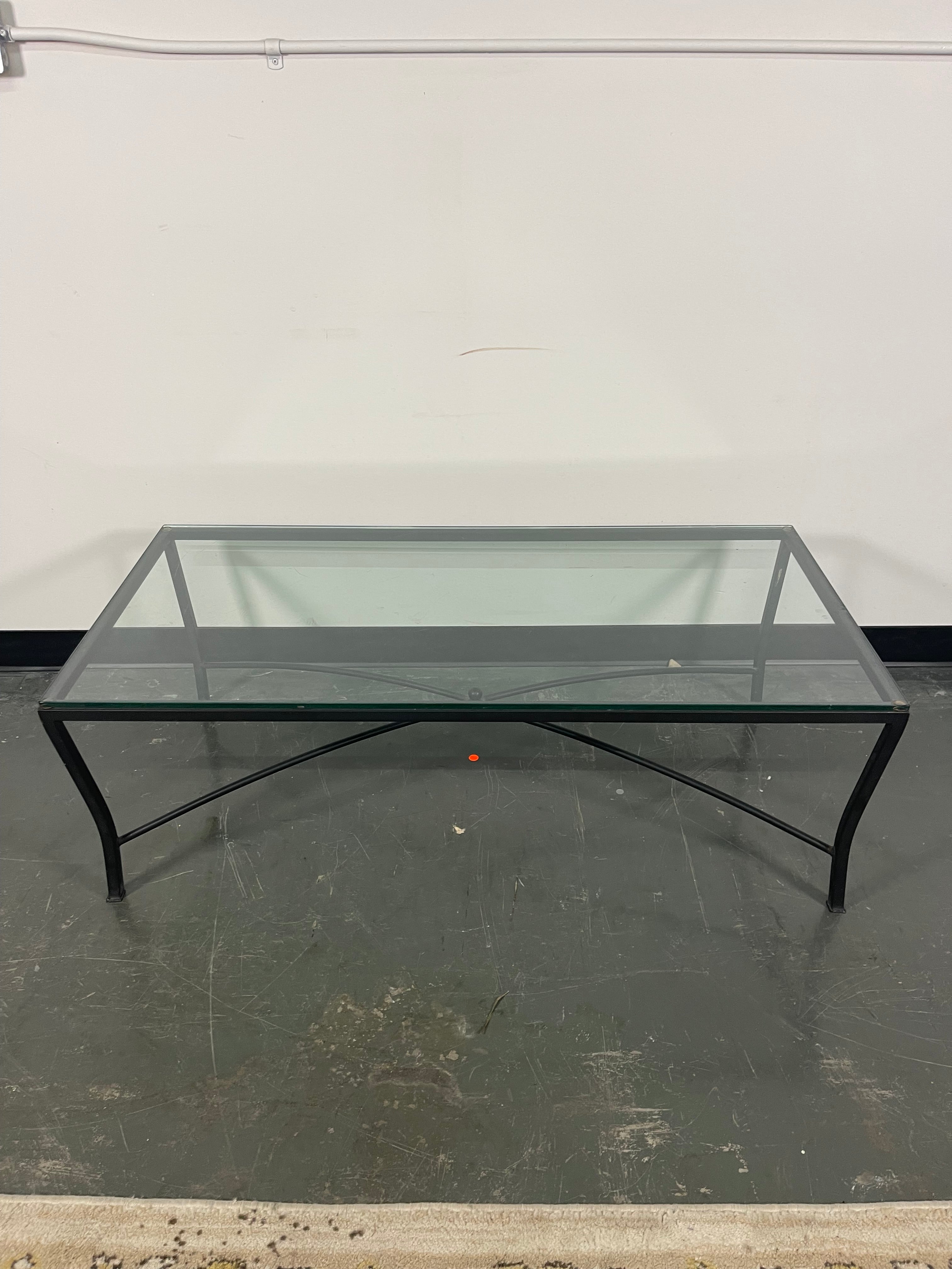 Black Metal & Glass Coffee Table