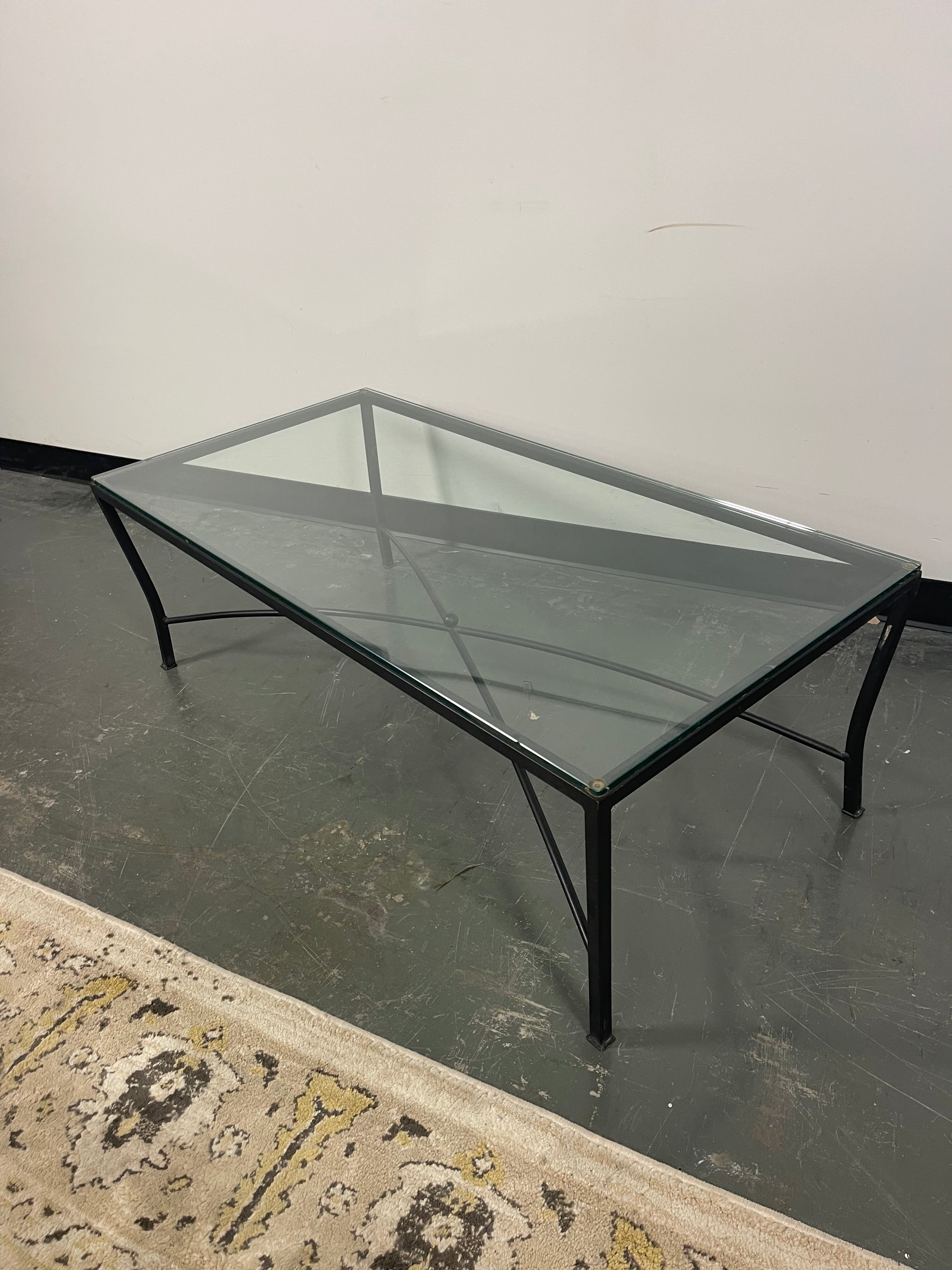 Black Metal & Glass Coffee Table