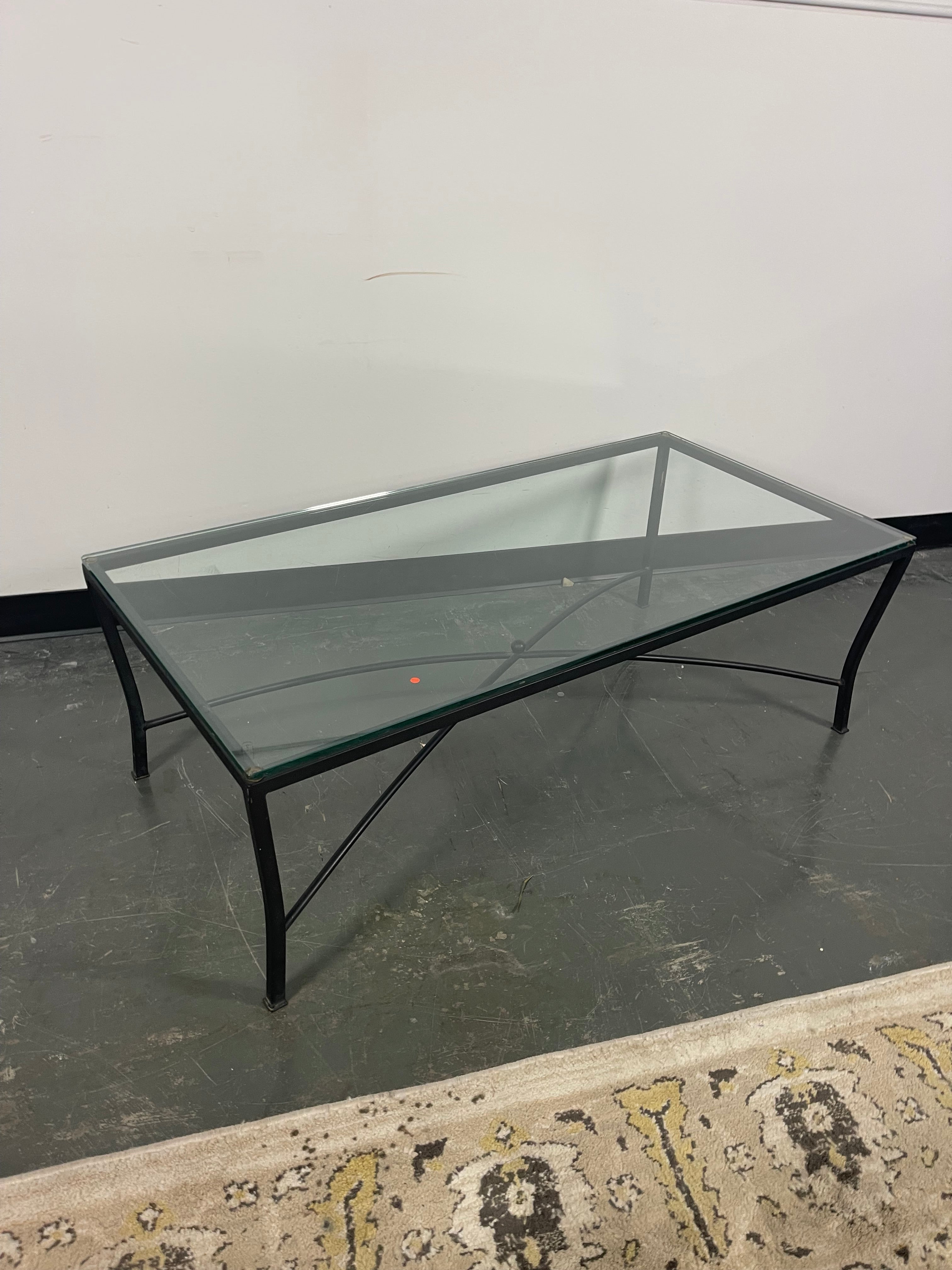 Black Metal & Glass Coffee Table