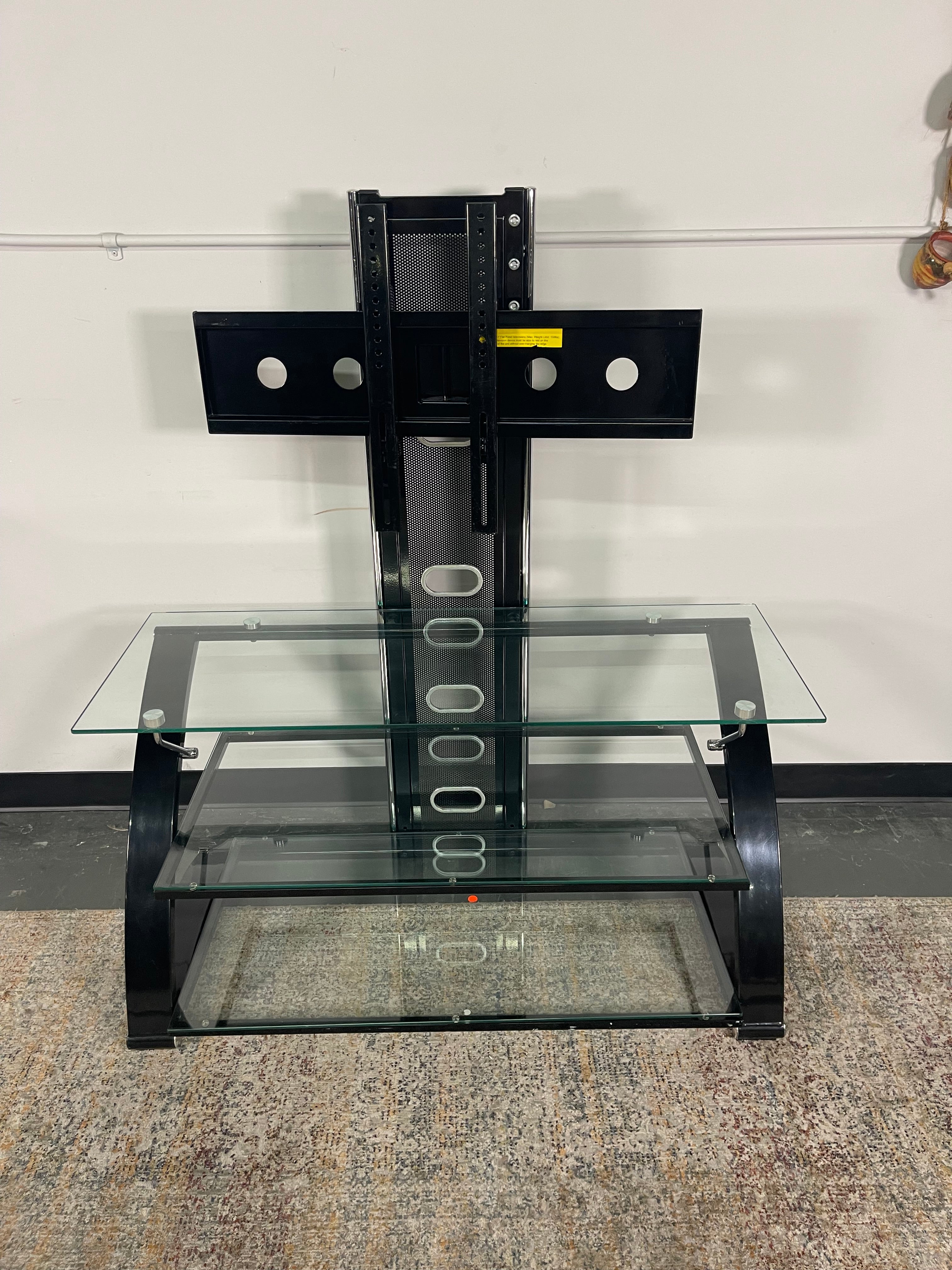Glossy Black and Glass TV Stand with Mount