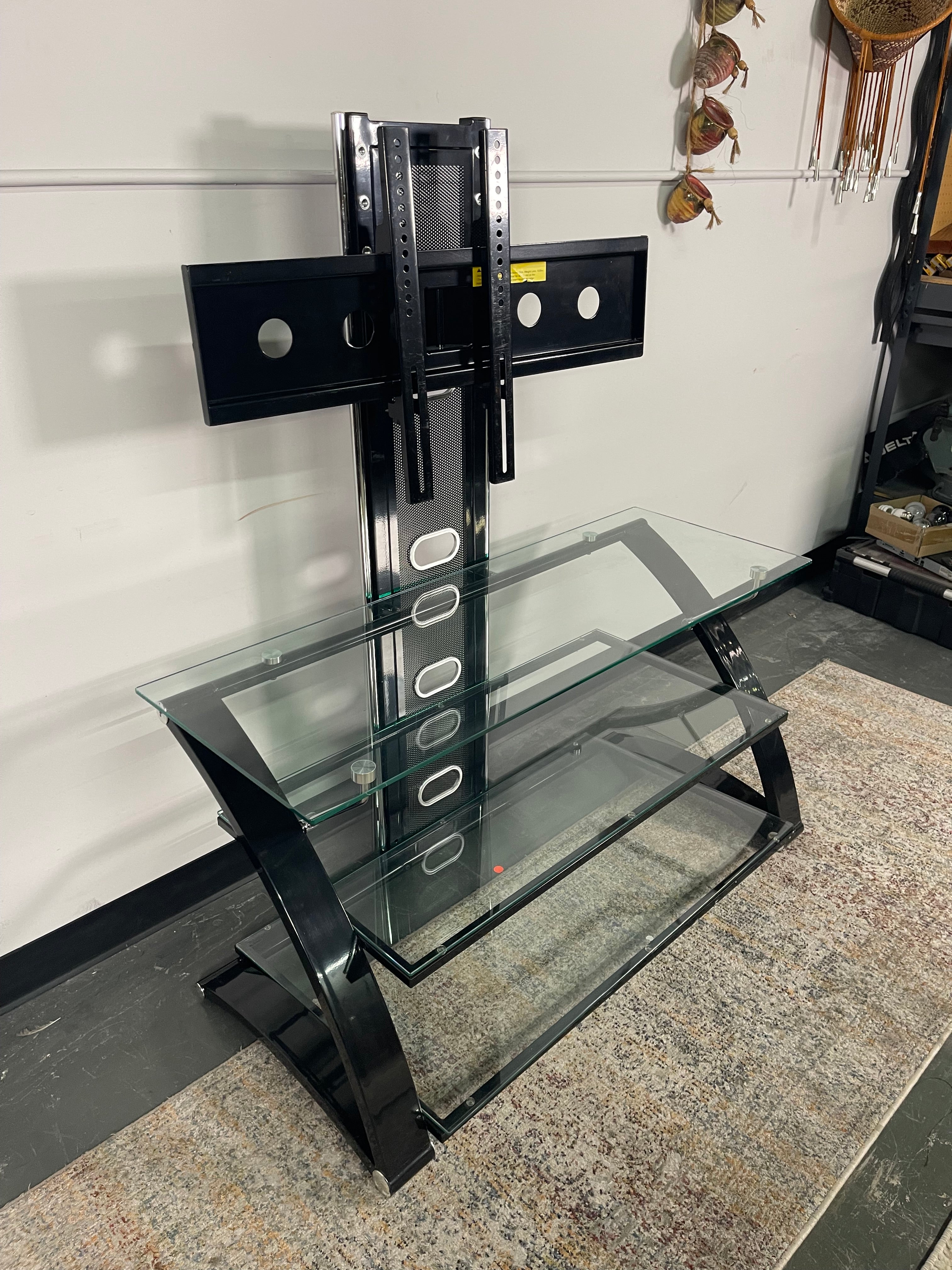 Glossy Black and Glass TV Stand with Mount