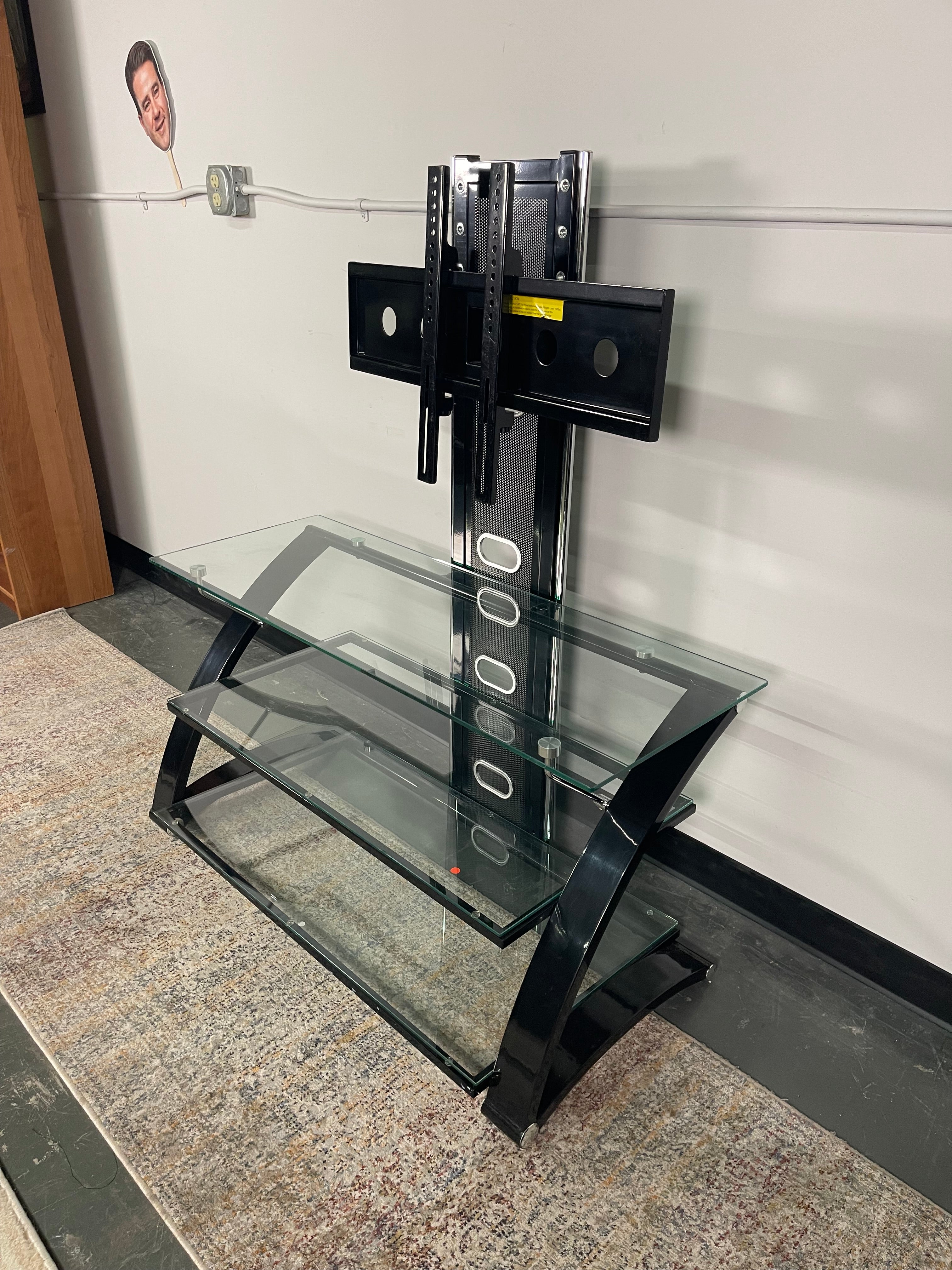 Glossy Black and Glass TV Stand with Mount