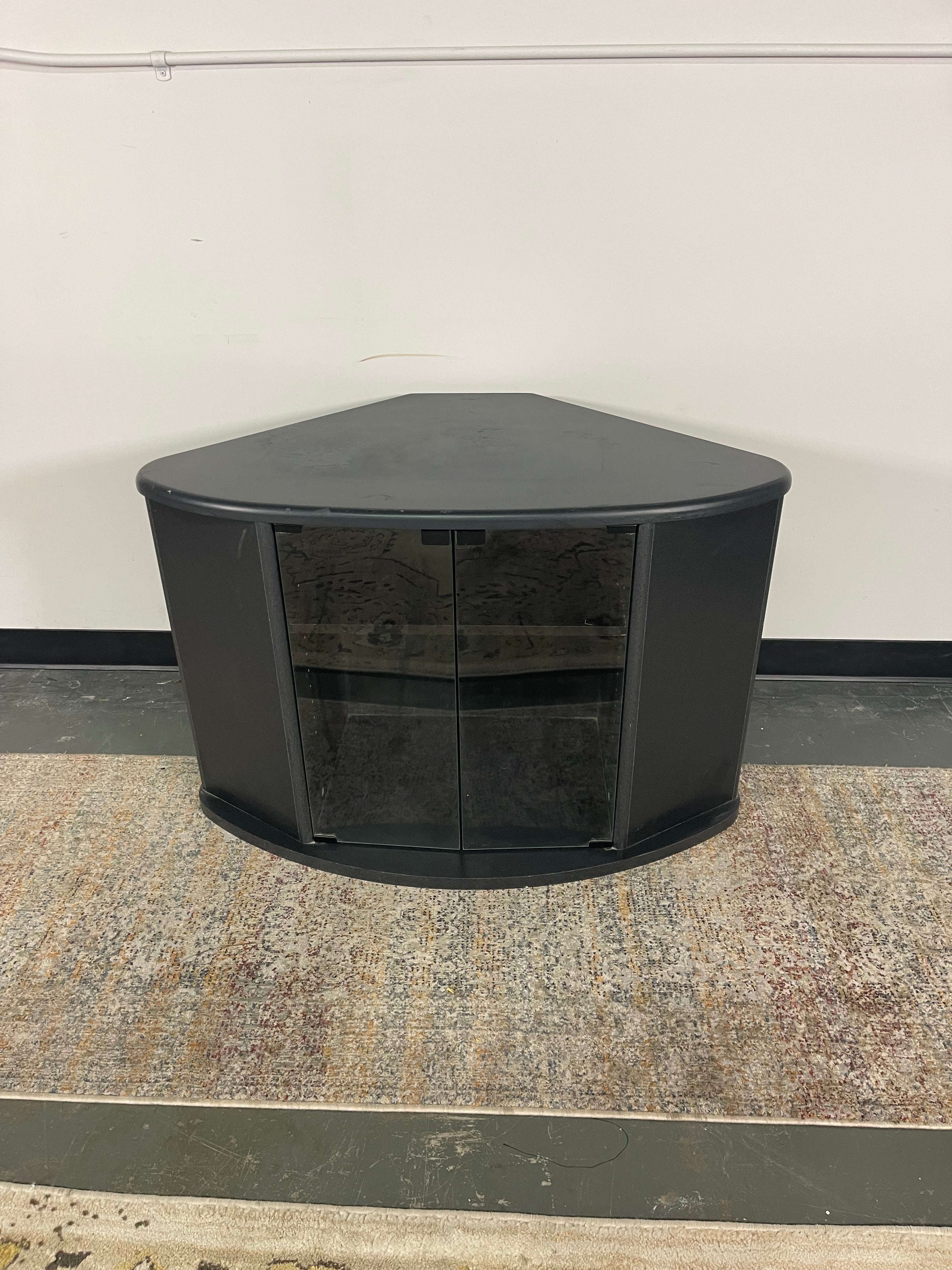 Black Corner TV Stand with Glass Doors
