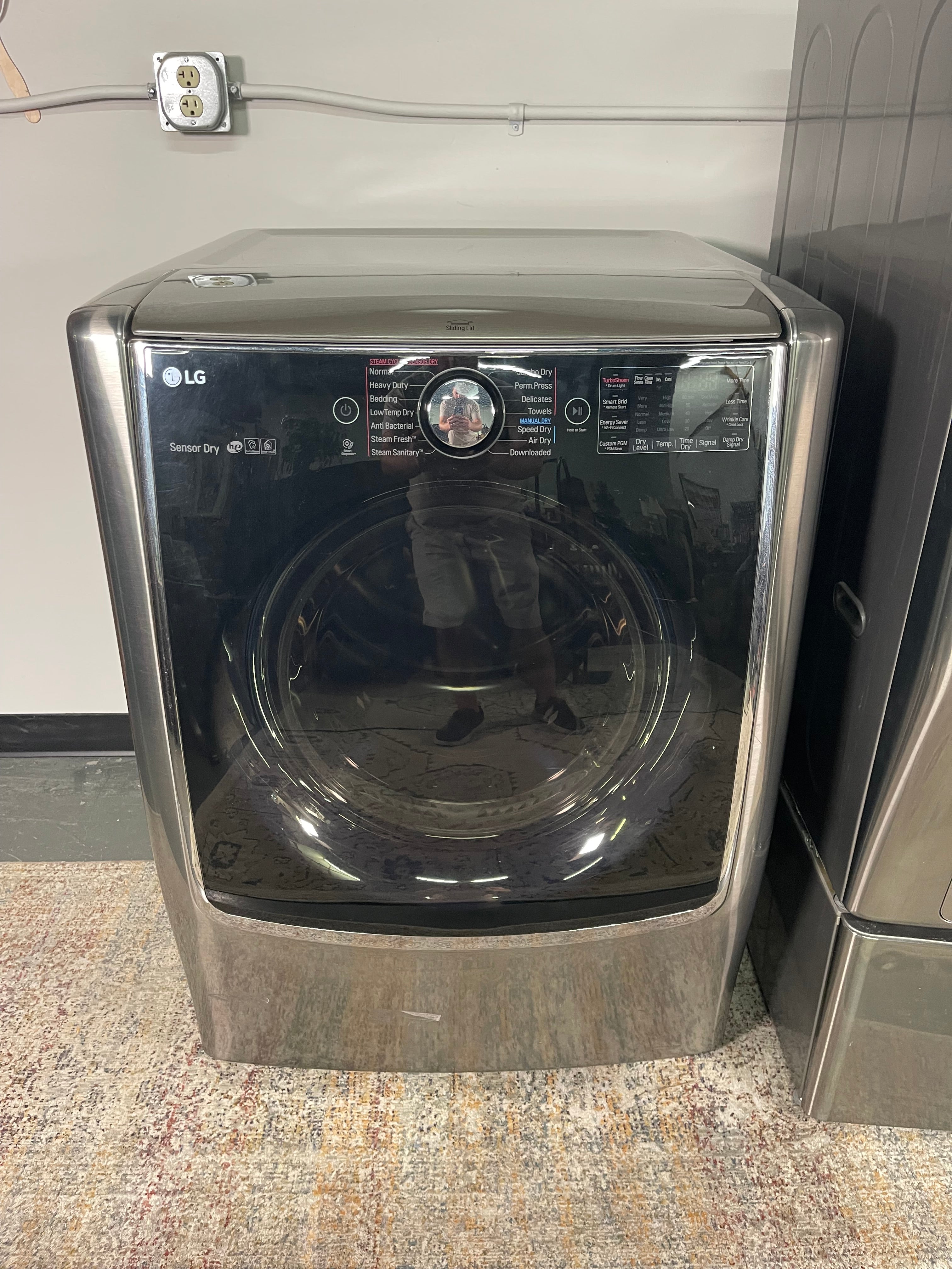 LG Mega Capacity Washer and Electric Dryer Set with Pedestals