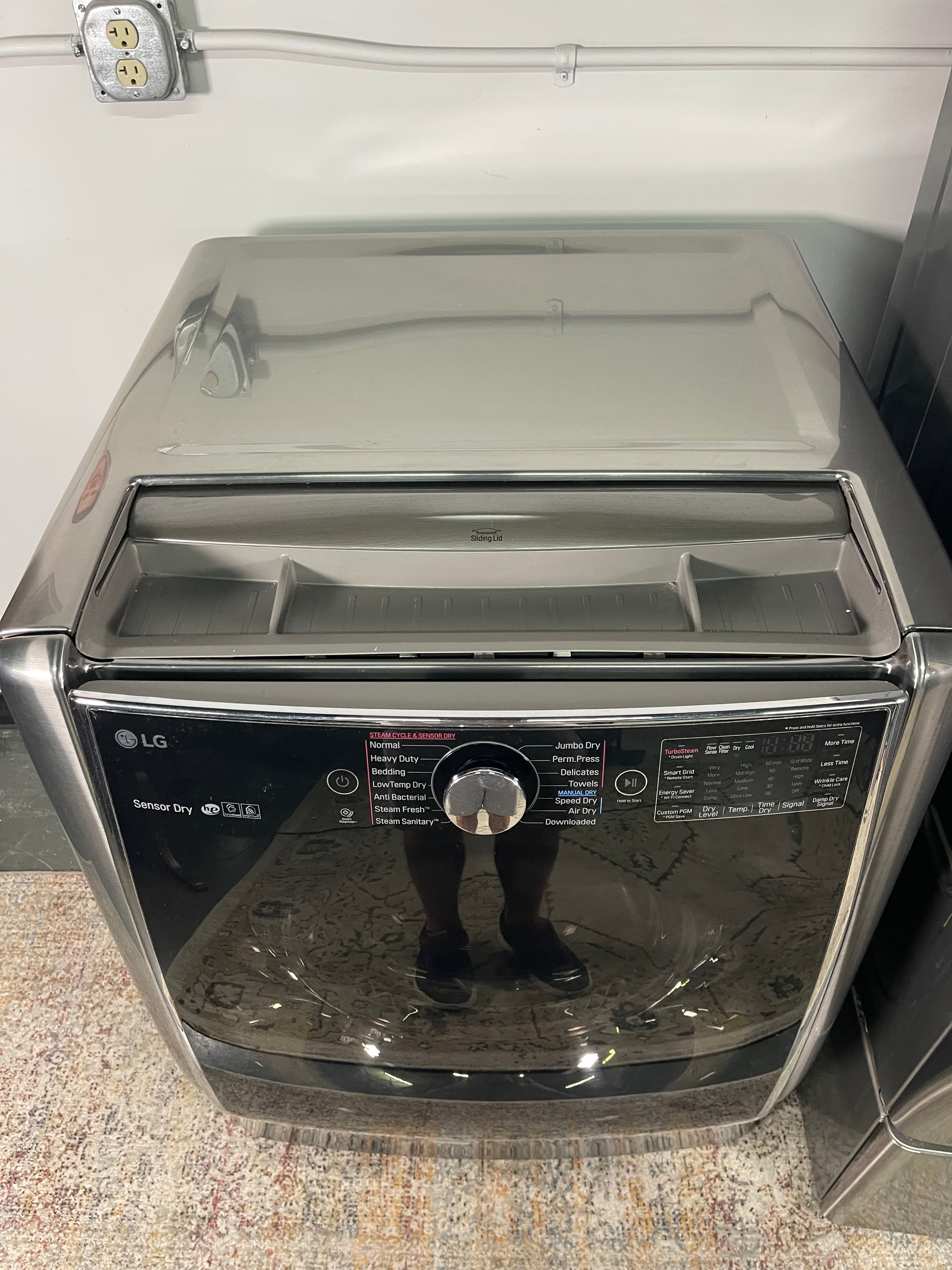 LG Mega Capacity Washer and Electric Dryer Set with Pedestals