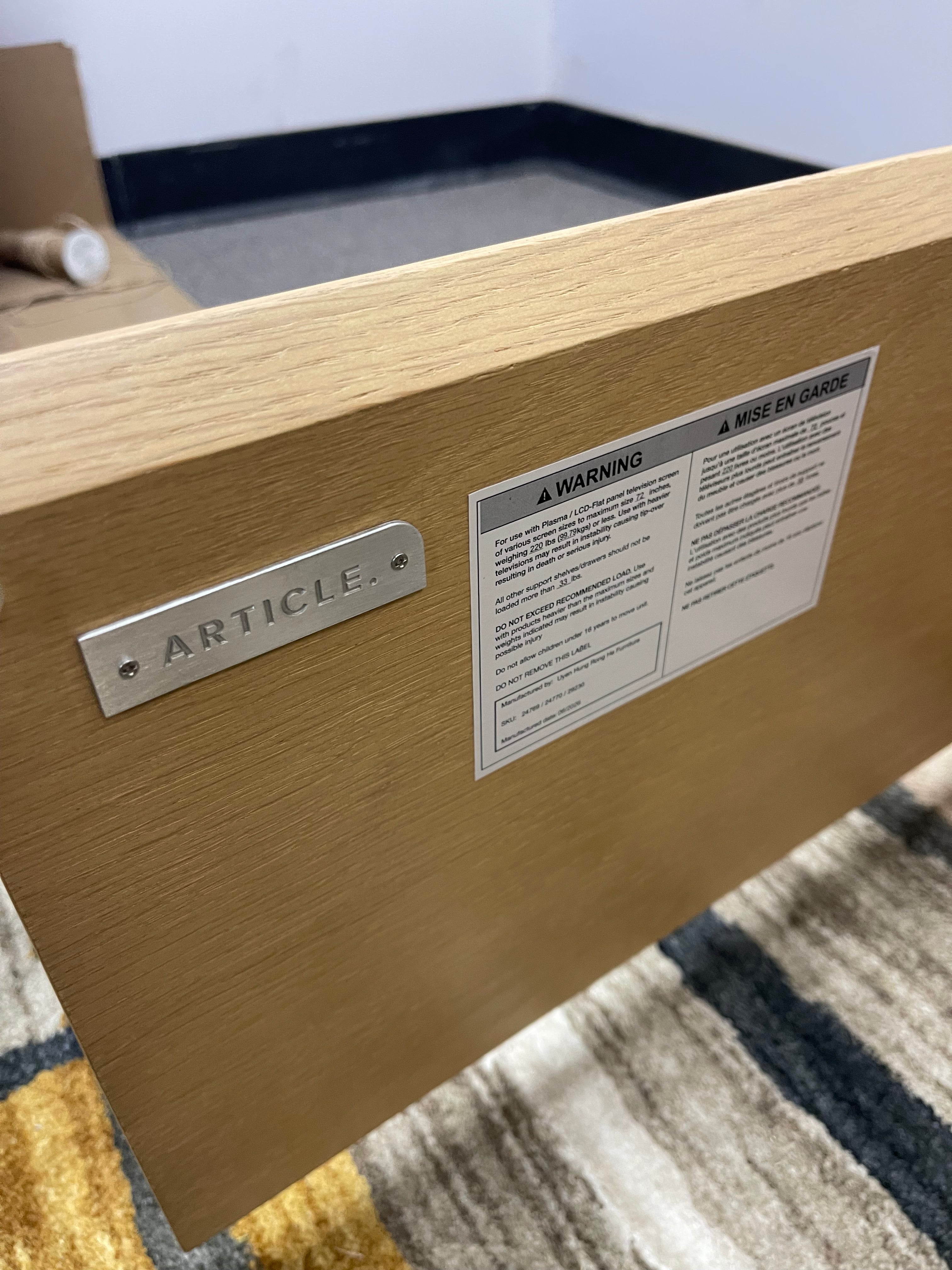Article Low-Profile Media Console in Light Oak Finish