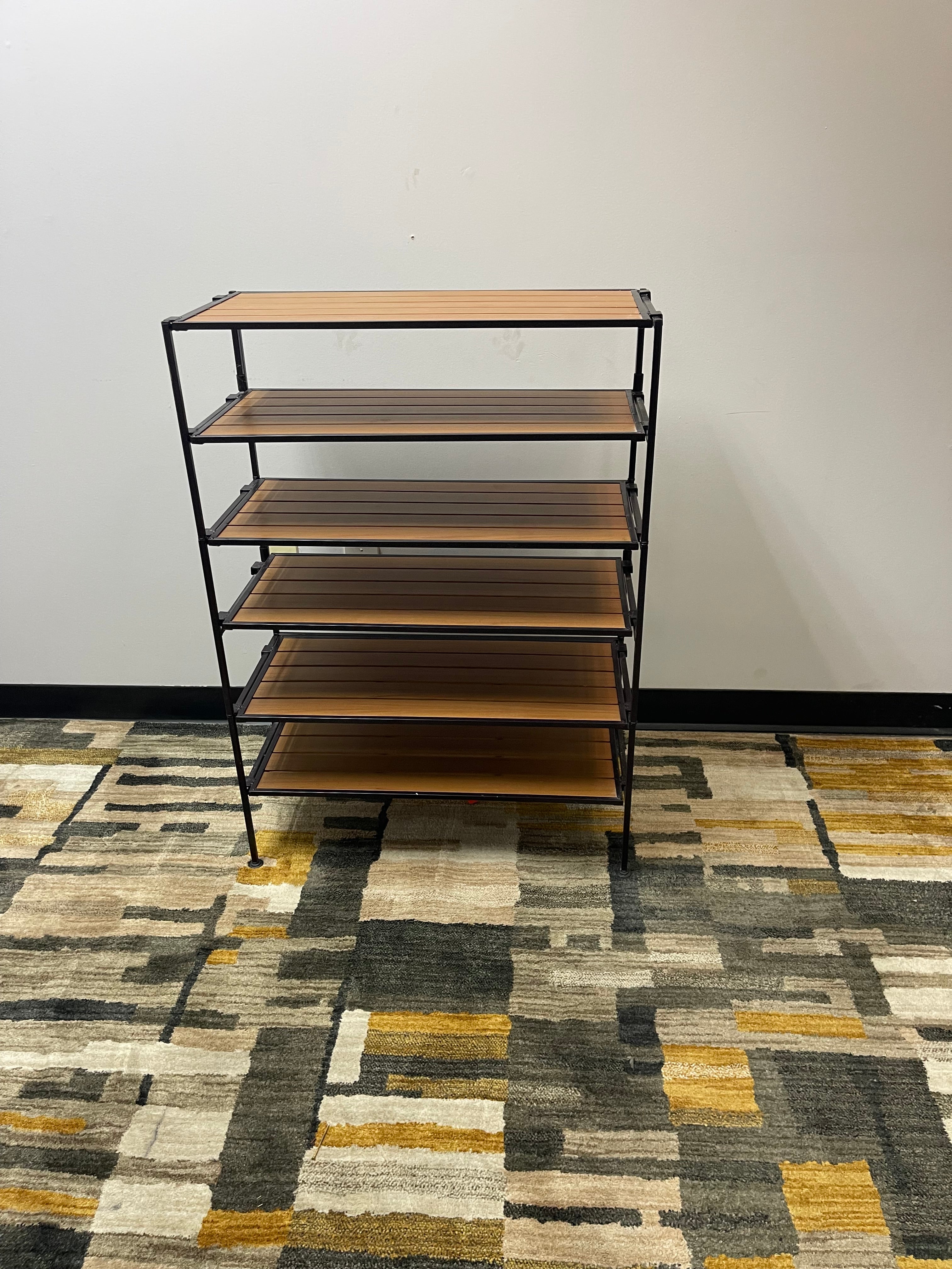 Stackable 6-Tier Shoe Rack and Shelf with Wood-Look Slats