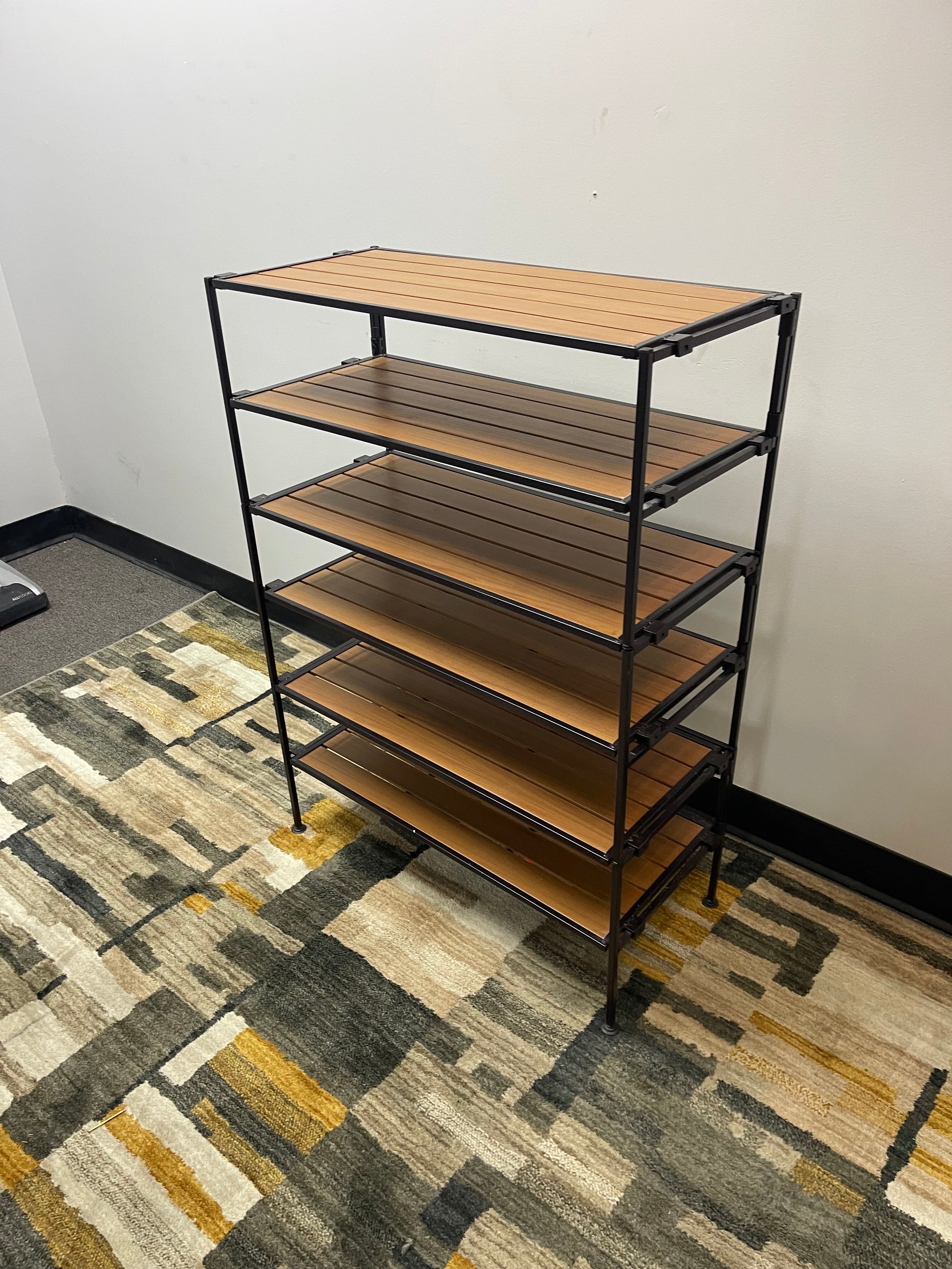 Stackable 6-Tier Shoe Rack and Shelf with Wood-Look Slats