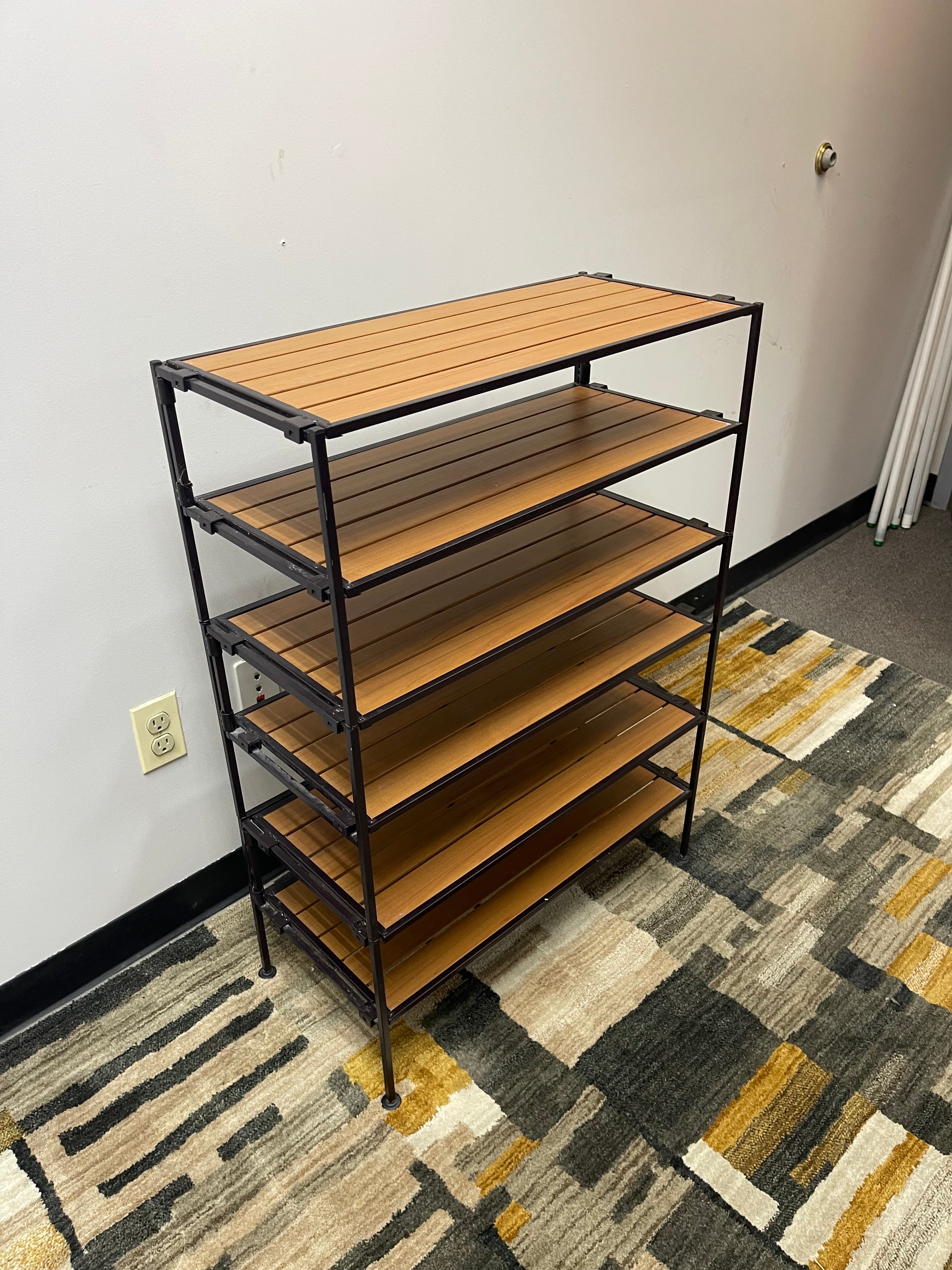 Stackable 6-Tier Shoe Rack and Shelf with Wood-Look Slats