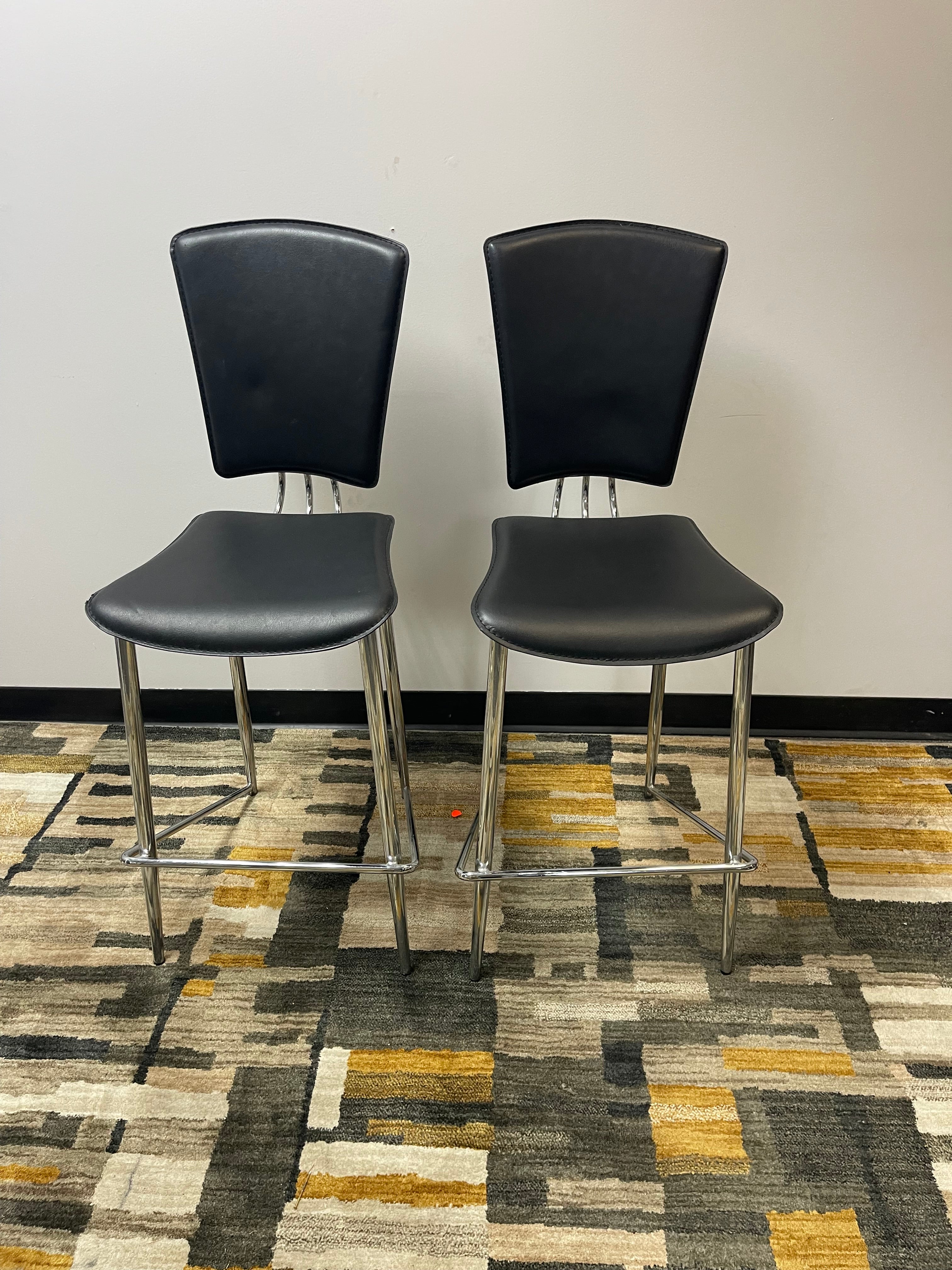 Modern Black and Chrome Counter Stools