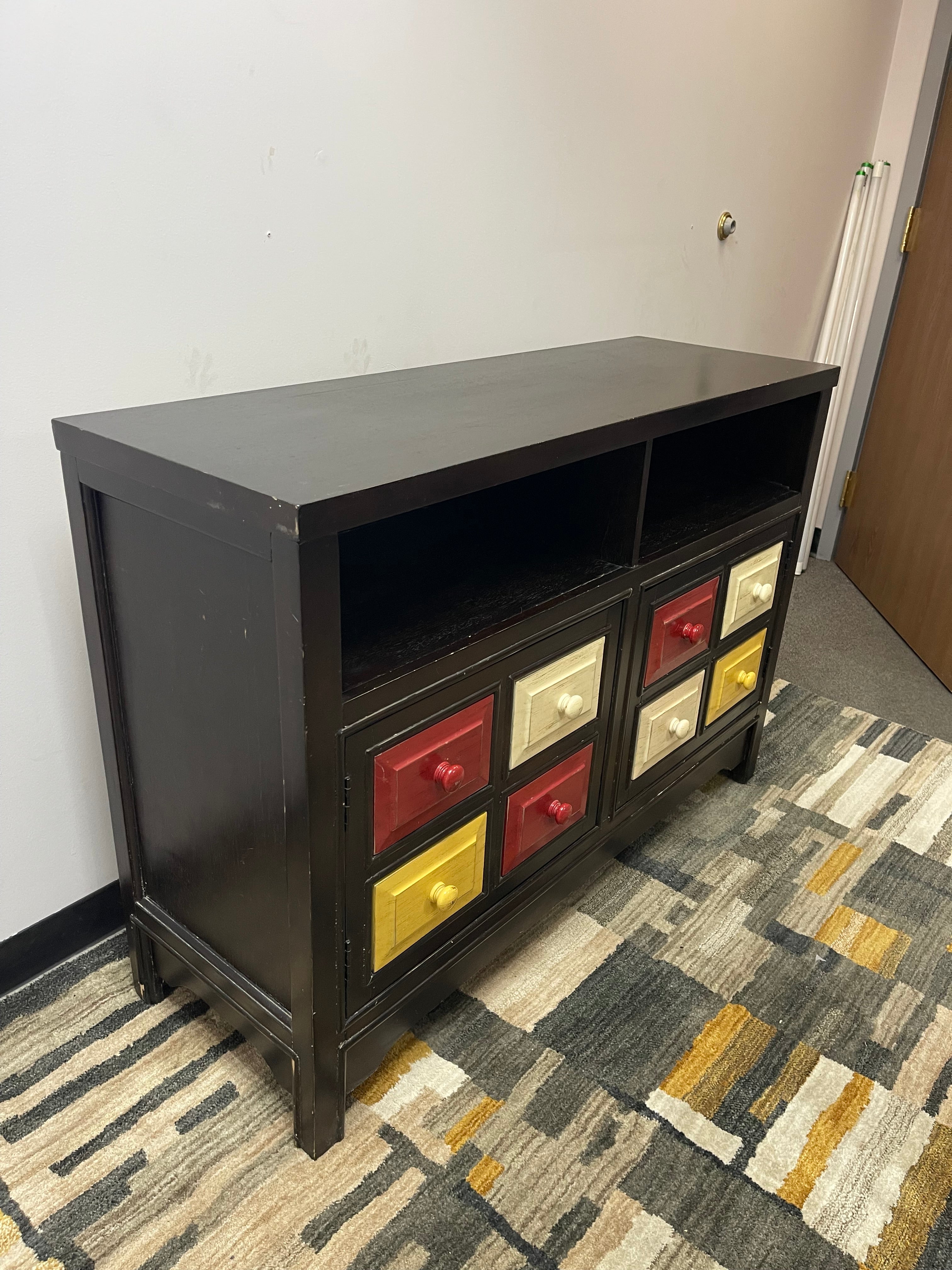Colorful Apothecary-Style 2-Door Media Console in Espresso