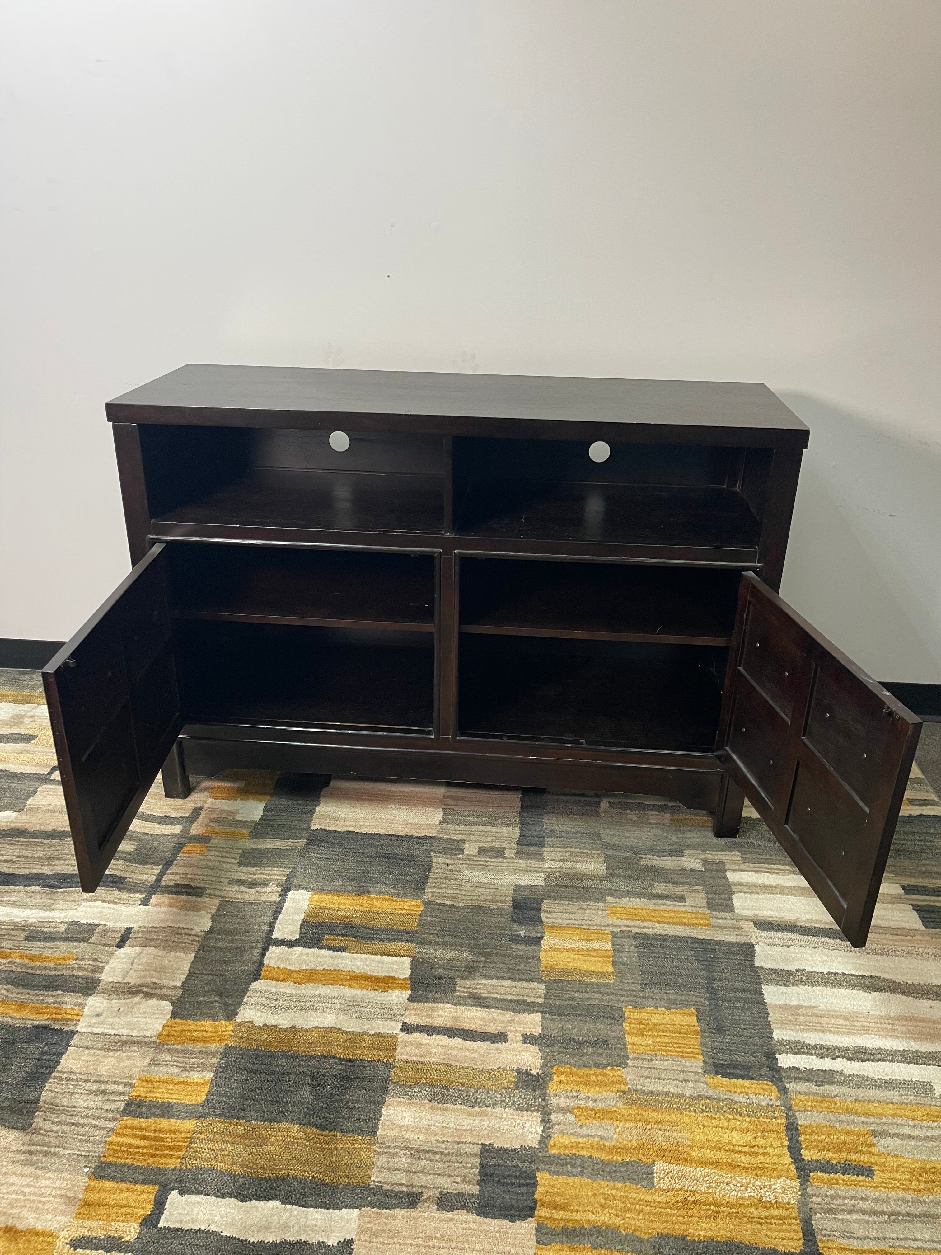 Colorful Apothecary-Style 2-Door Media Console in Espresso