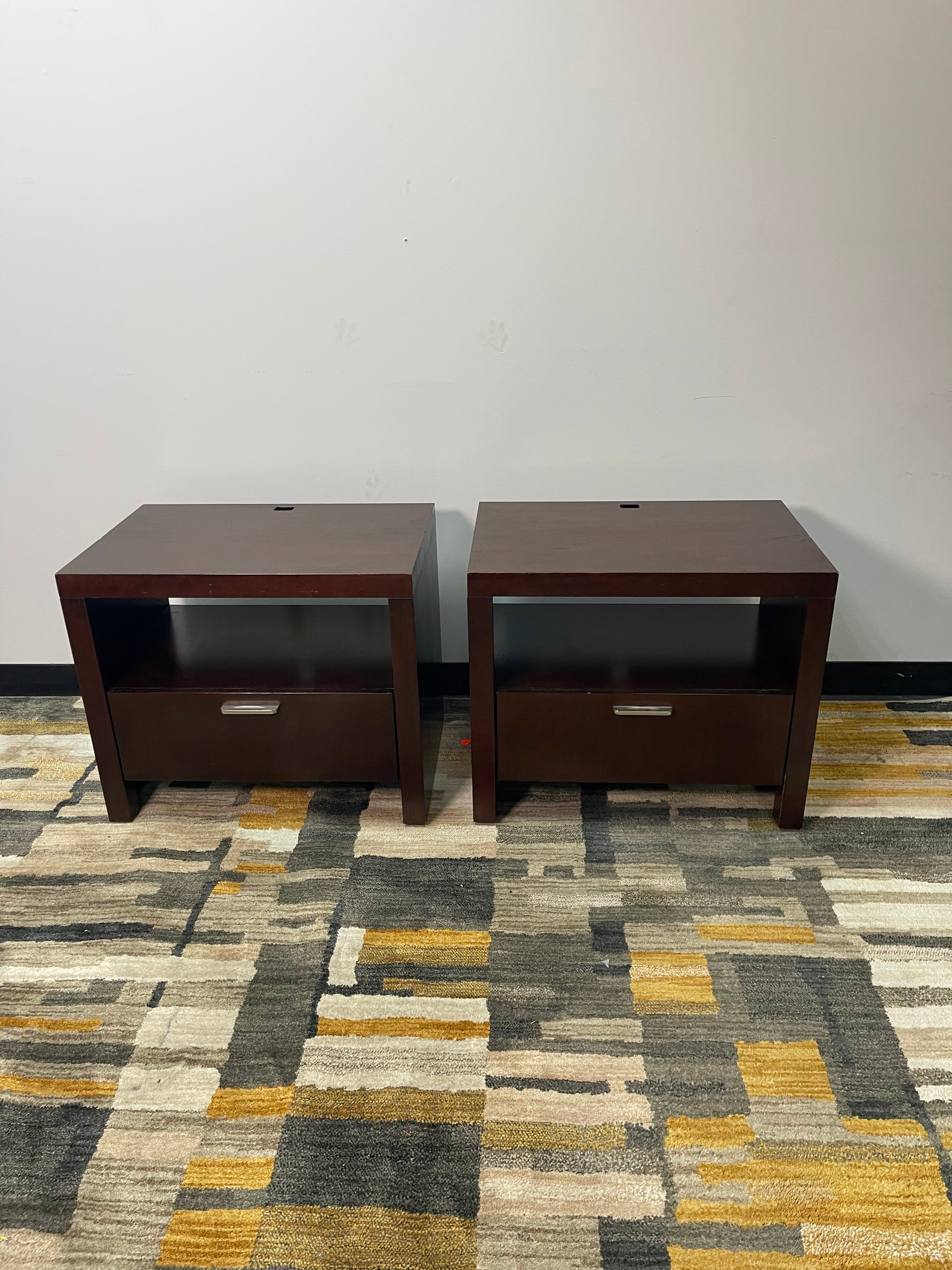 Ethan Allen Modern Espresso 6-Drawer Dresser and 2 Nightstands