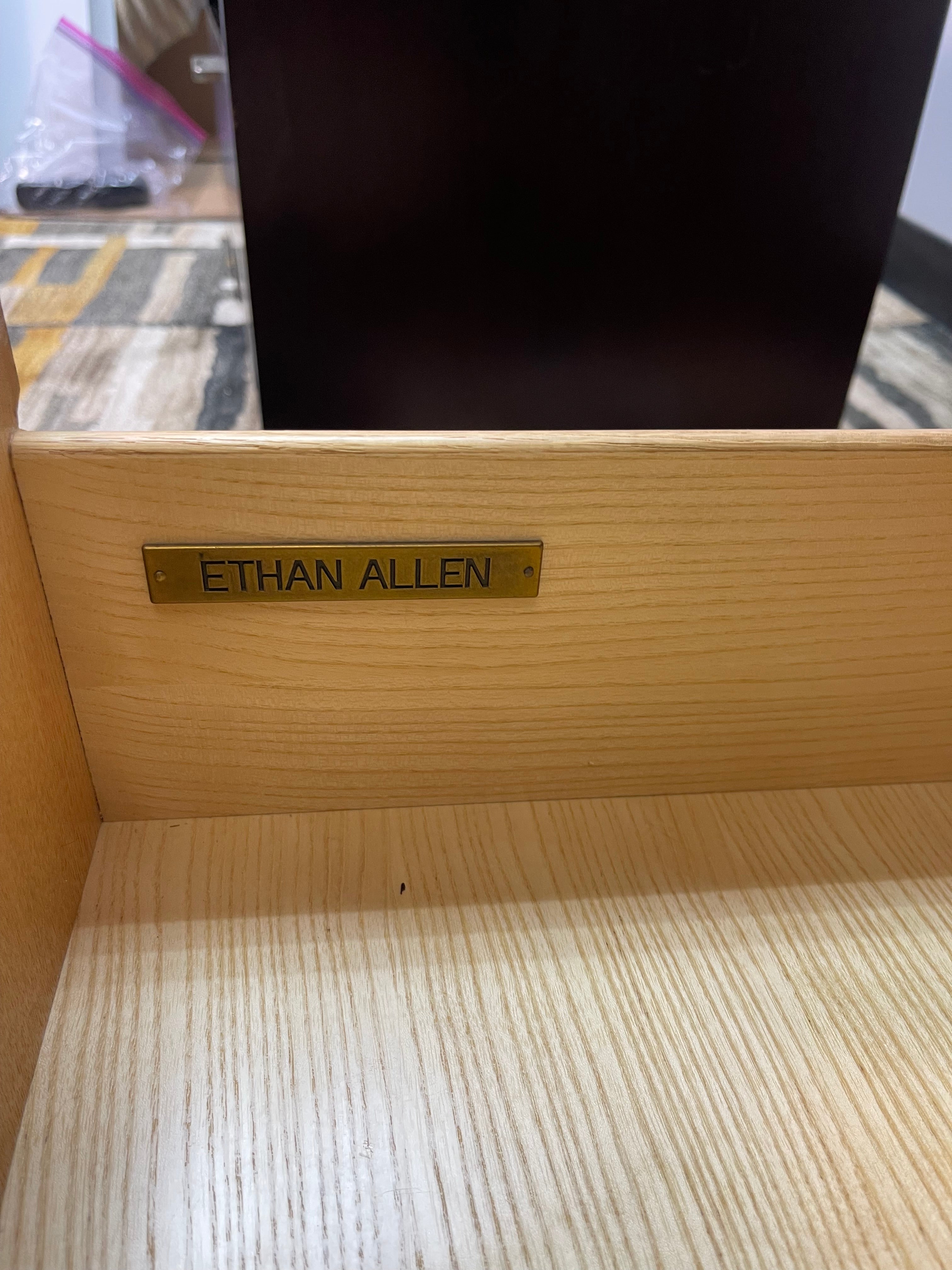 Ethan Allen Modern Espresso 6-Drawer Dresser and 2 Nightstands