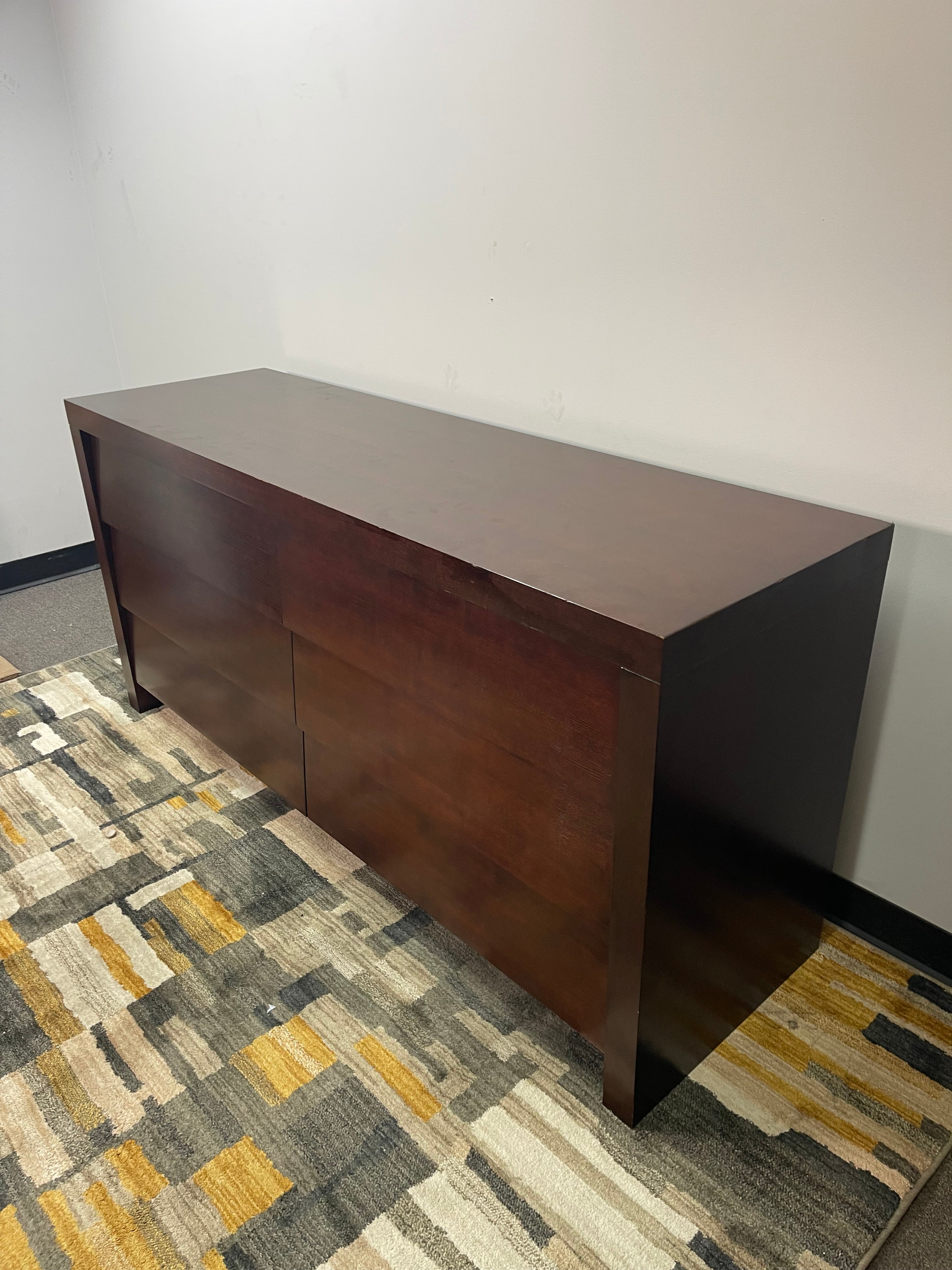 Ethan Allen Modern Espresso 6-Drawer Dresser and 2 Nightstands