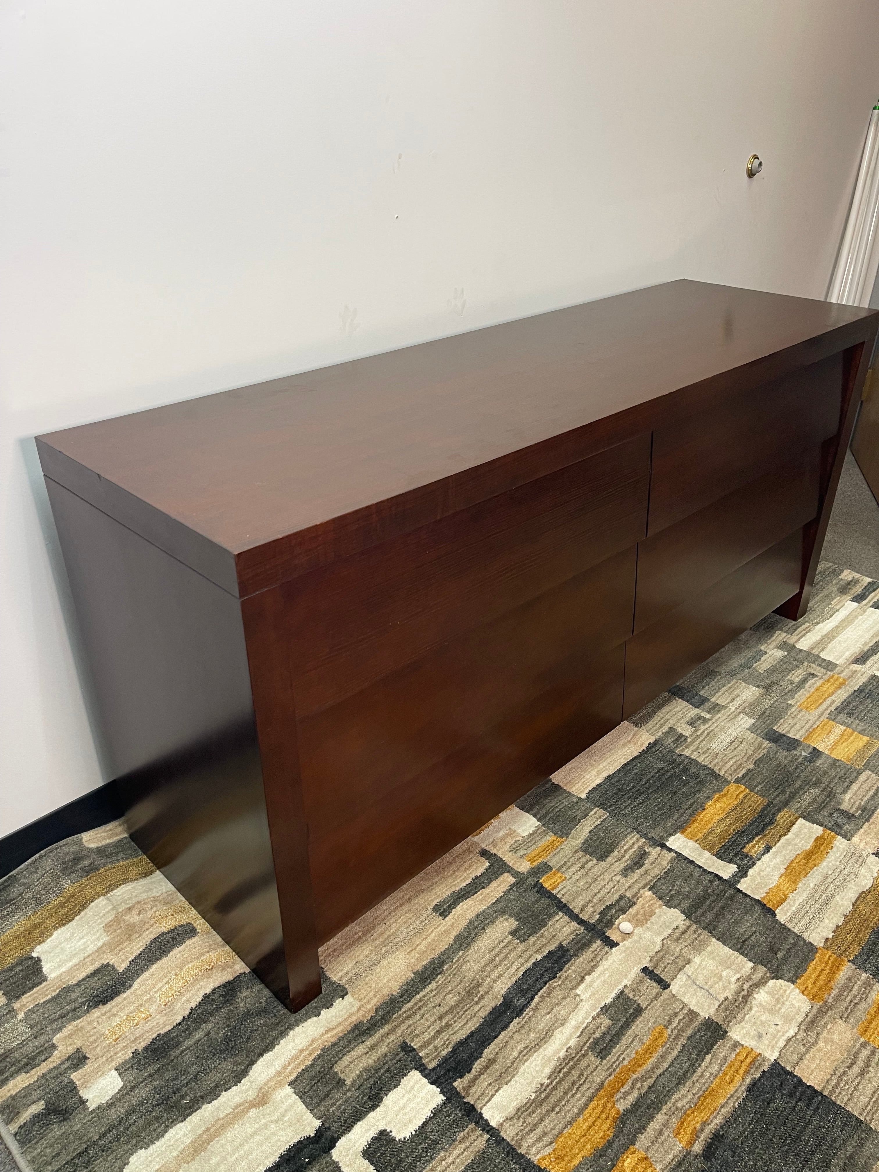 Ethan Allen Modern Espresso 6-Drawer Dresser and 2 Nightstands
