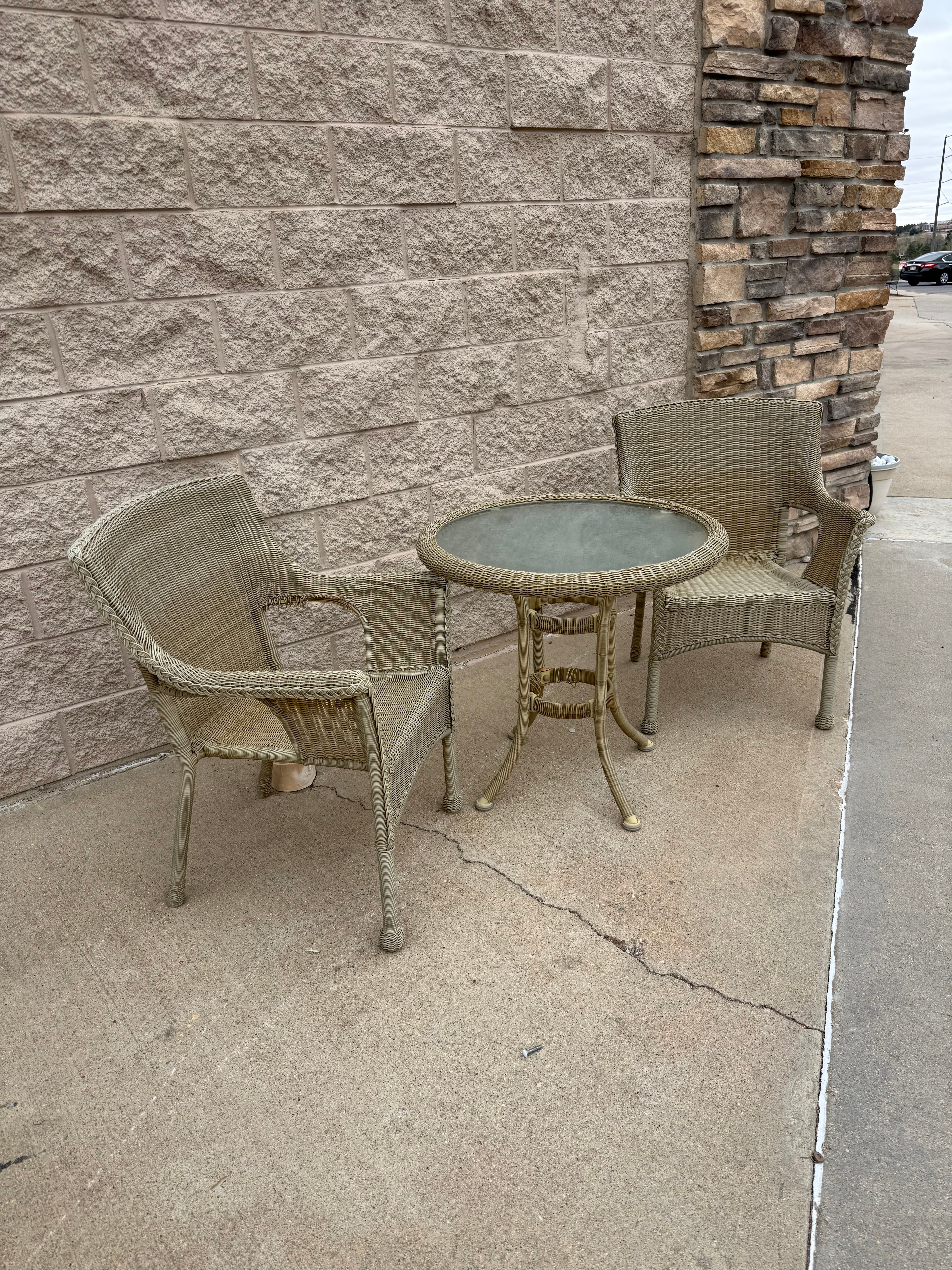 Charming Outdoor Bistro Set – 3 Piece Wicker Set ☀️