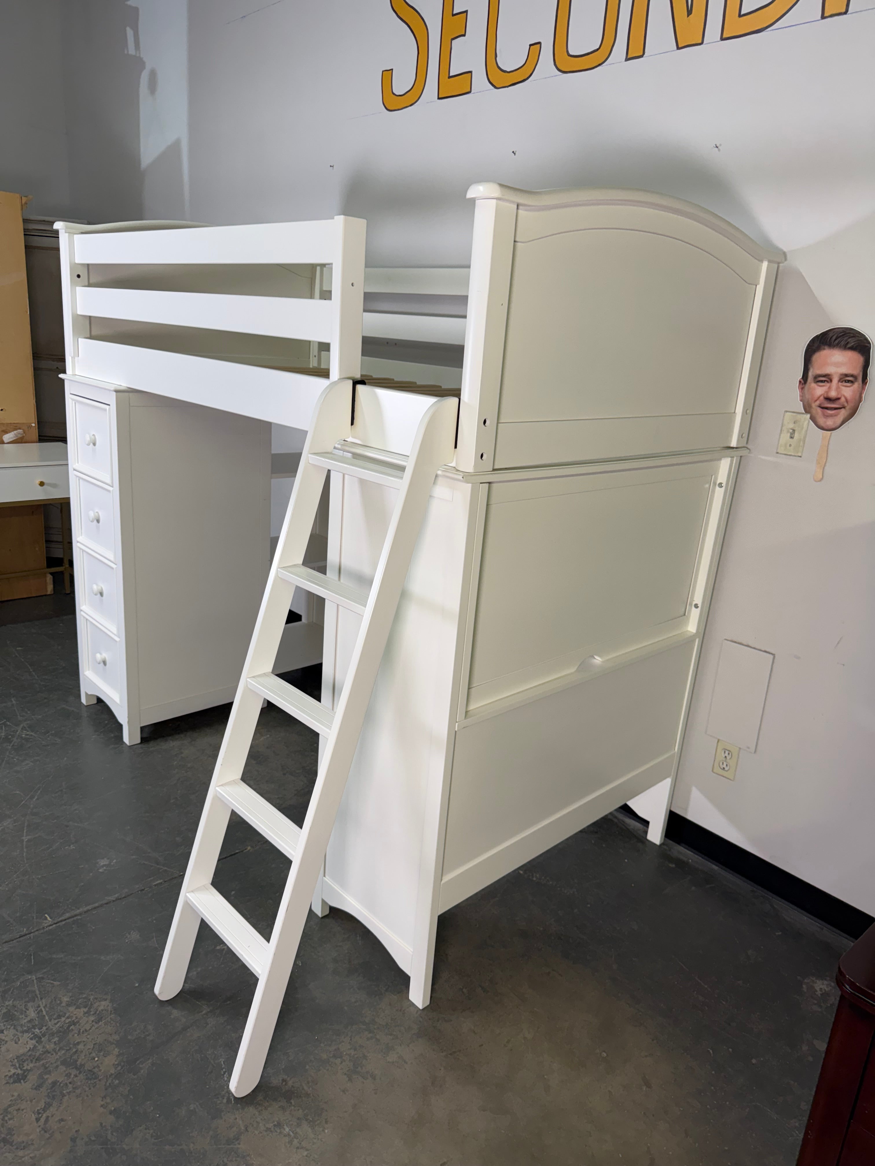 All-in-One White Twin Loft Bed with Desk, Storage & Ladder 🤍